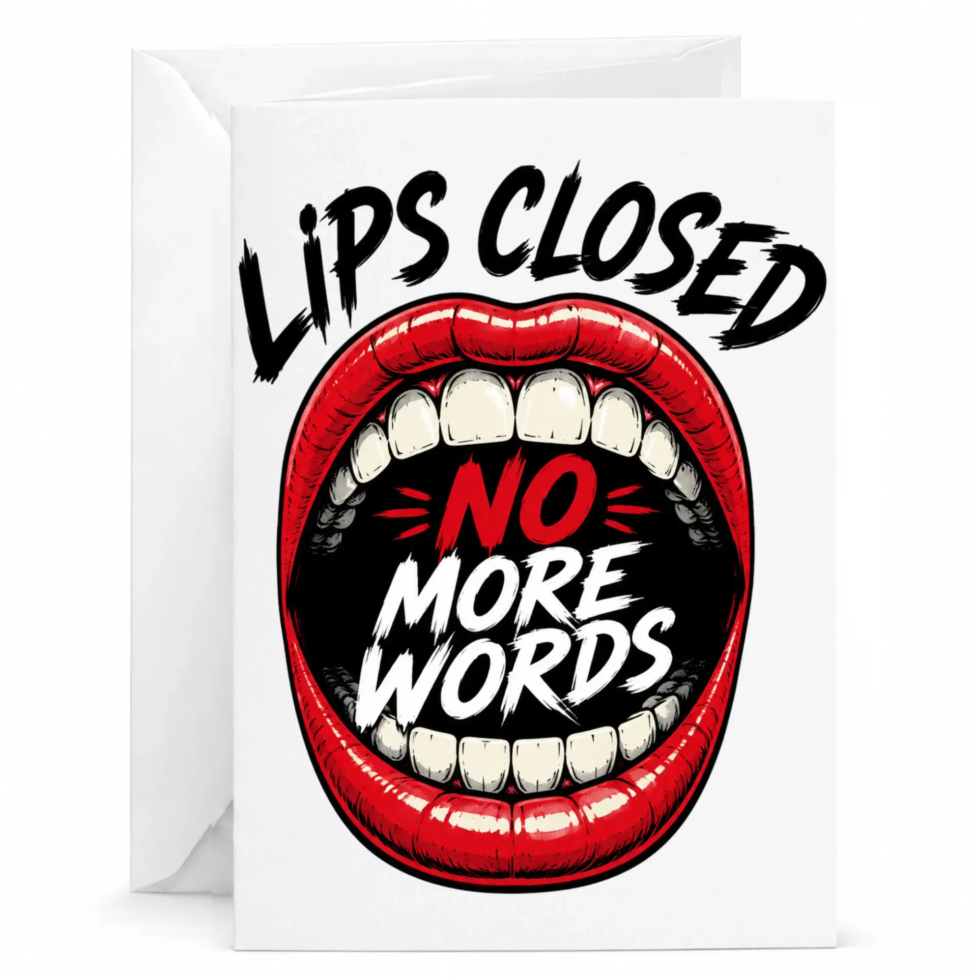 Funny Greeting Card Closed No More Words Sarcastic for Friends and Family Blank Note