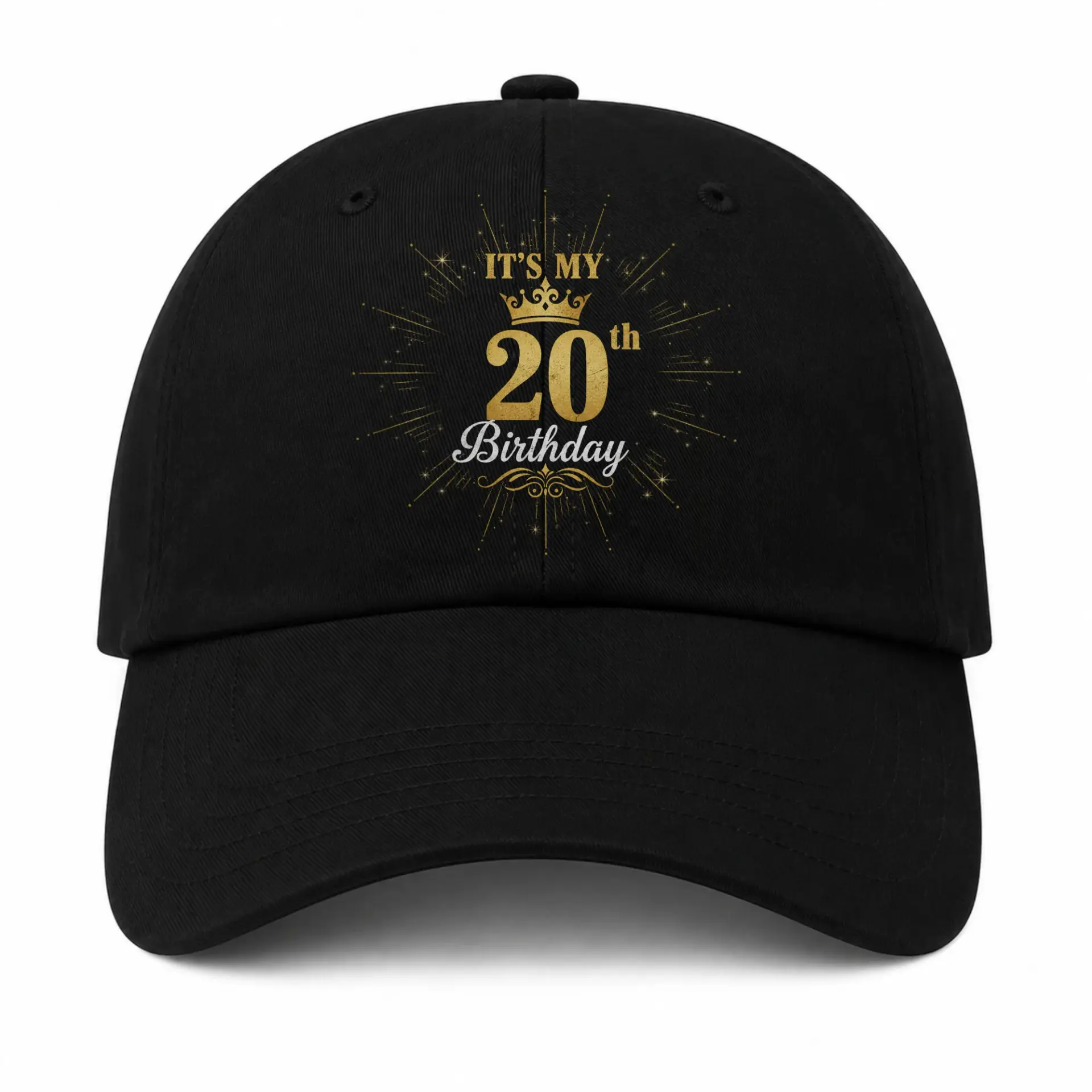 Baseball Cap It Is My 20th Birthday Gold Crown Design Dad Hat