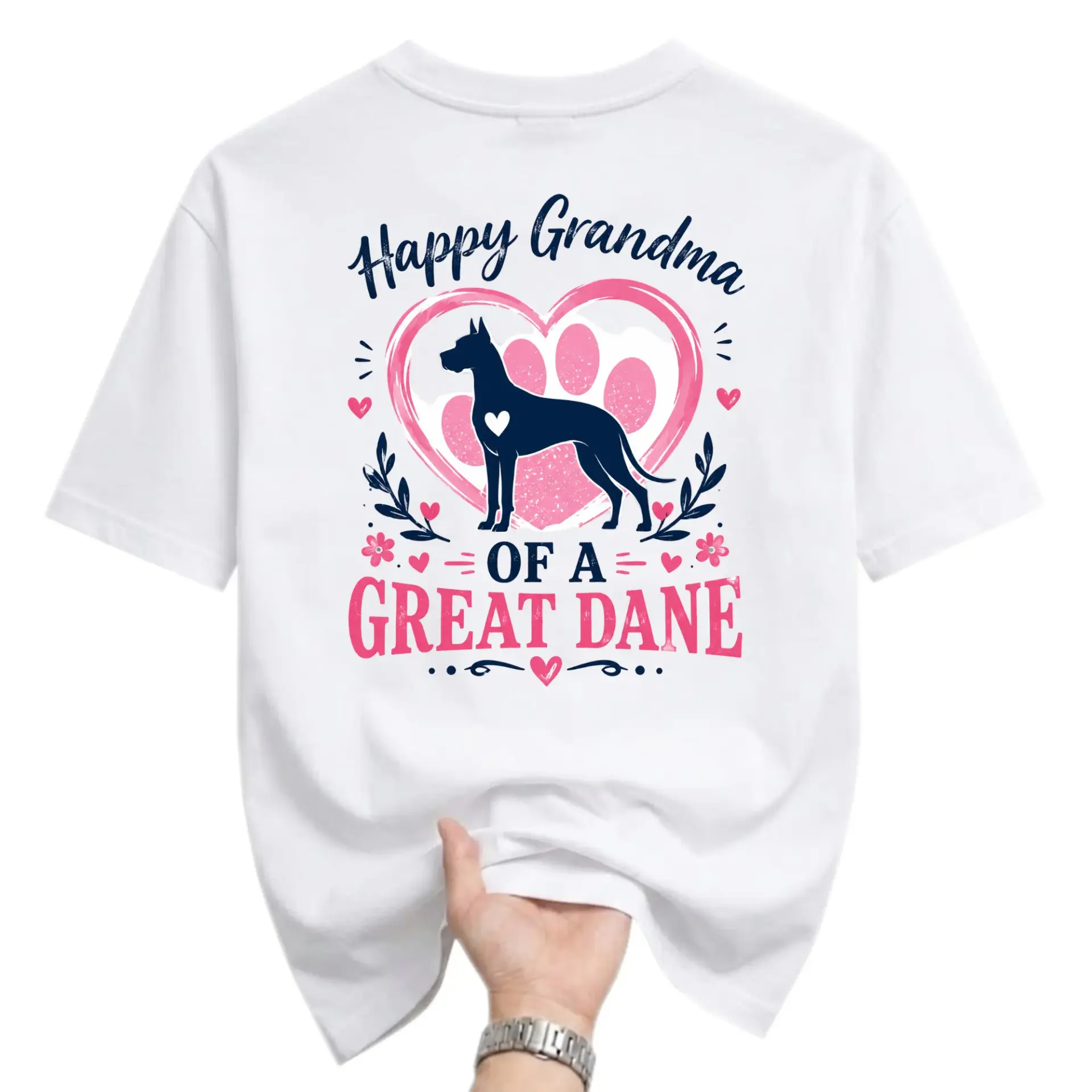 Funny Shirt Happy Grandma of a Great Dane Graphic Tee Casual Dog Lover Unisex Crew Neck Short Sleeve Cotton Top