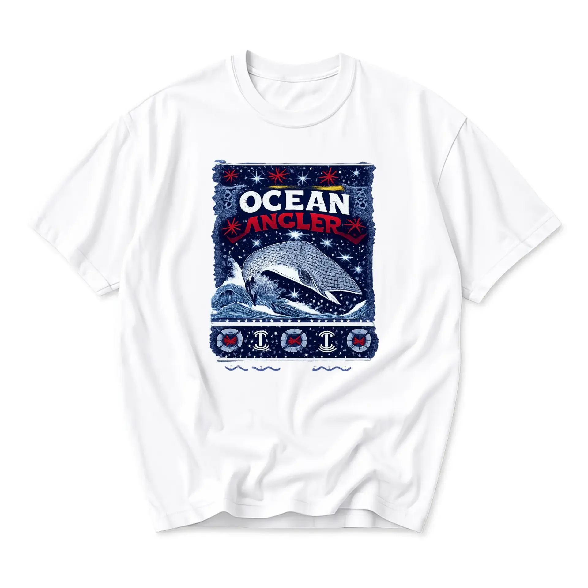 Graphic Tee Ocean Angler Sea Life Apparel Unisex Crew Neck Casual Everyday Shirt for Fishing Enthusiasts to 3xl