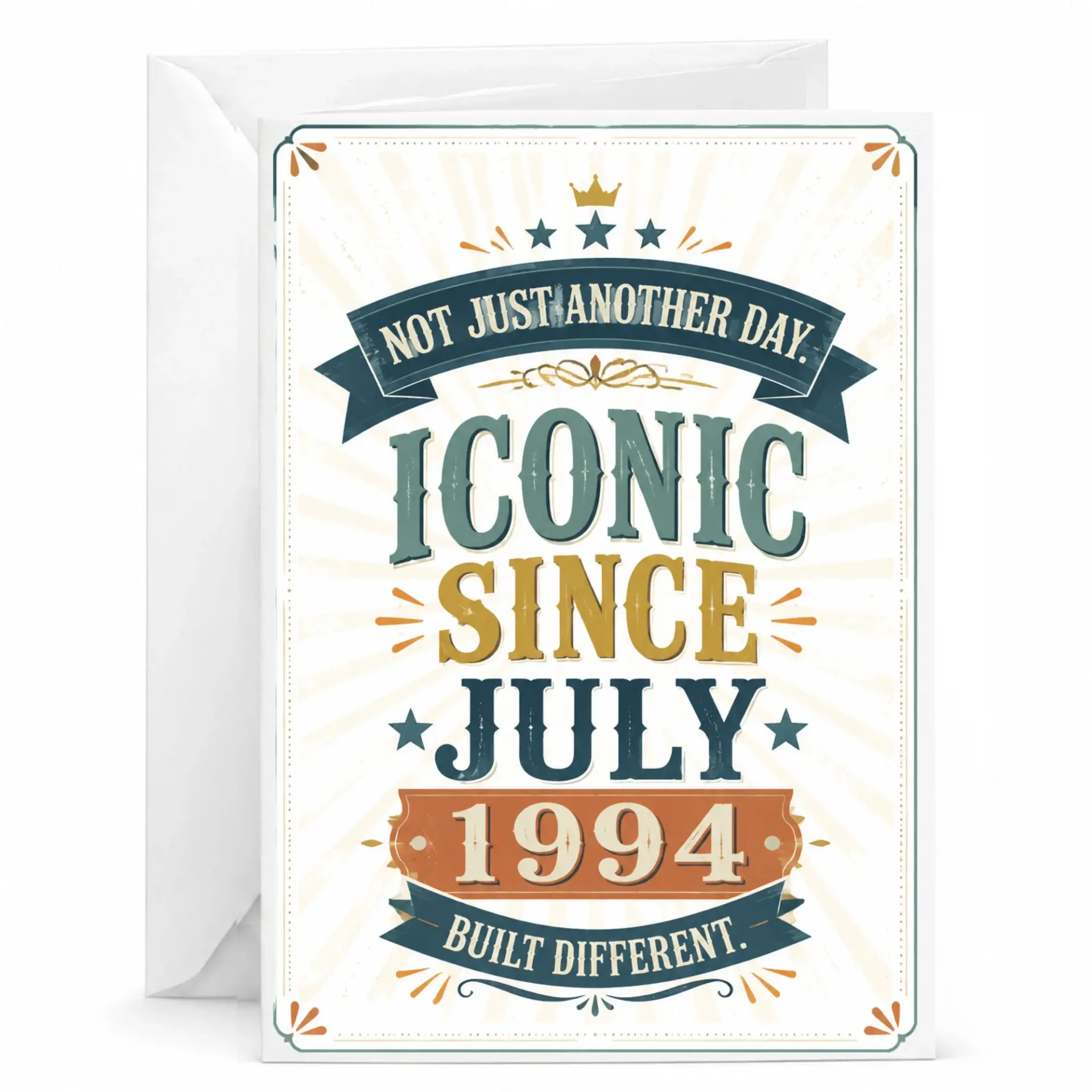 Birthday Card Iconic Since July 1994 Retro Vintage Style Greeting Card for Born in 1994 Milestone Celebration