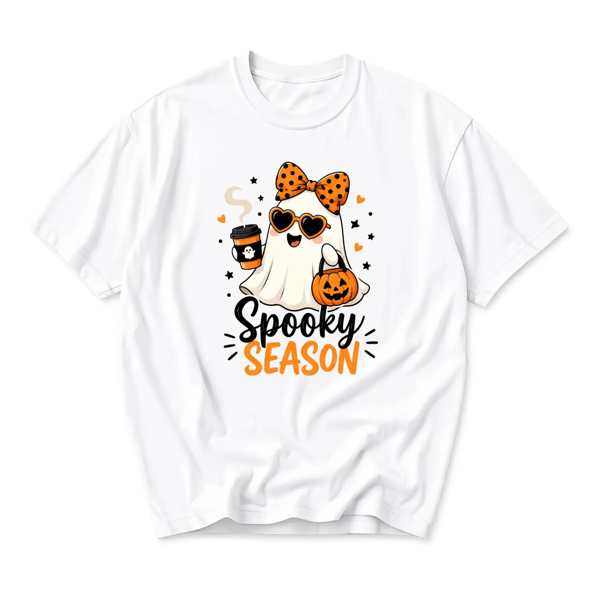 Graphic Tee Spooky Season Ghost Unisex T-Shirt Cute Fall Holiday Apparel for Casual Wear and Everyday Outfit Comfort