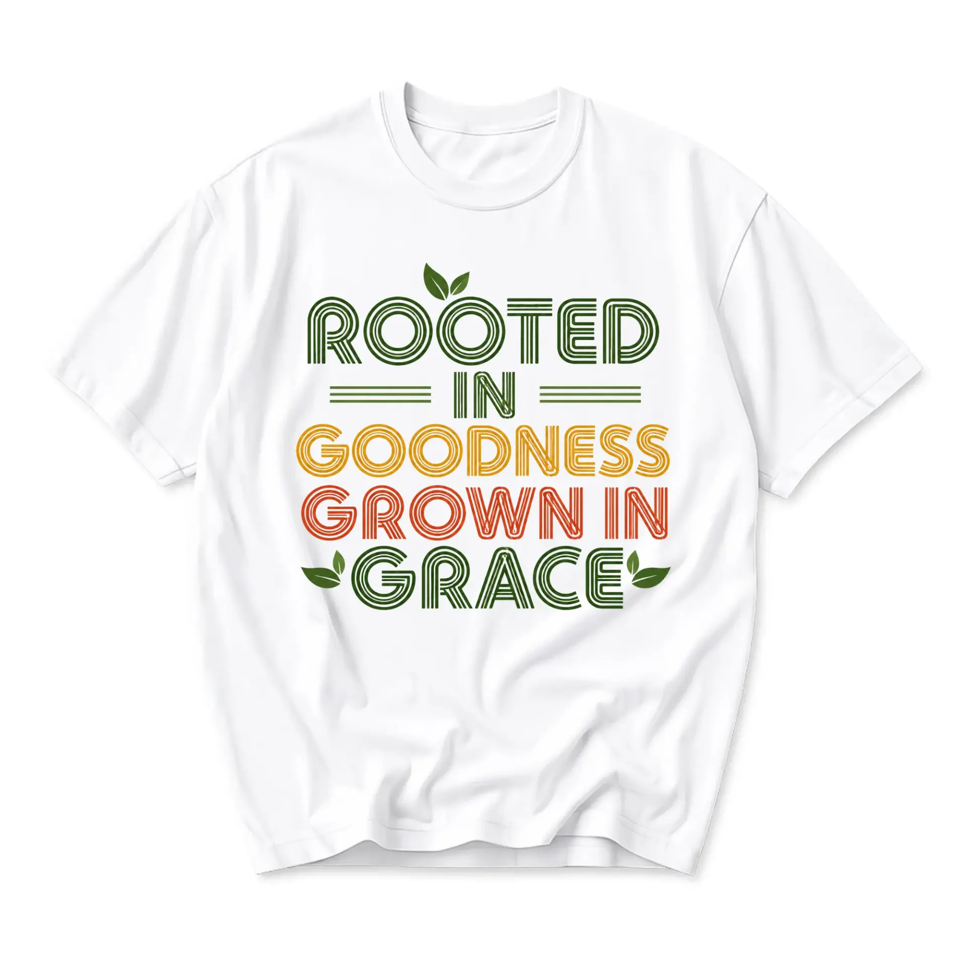 T-shirt Rooted in Goodness Grown in Grace Graphic Tee Inspirational Motivational Quote Unisex Crew Neck Casual Cotton Top