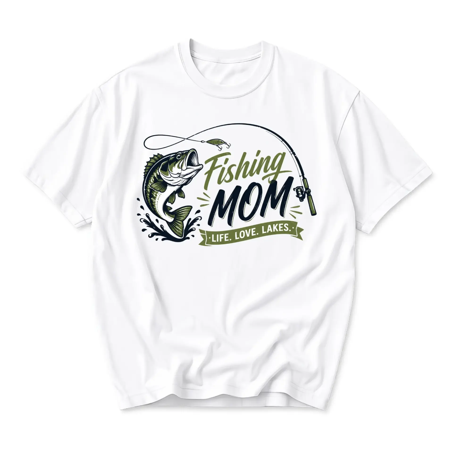 Fishing Mom Graphic Tee Everyday Casual Unisex Crew Neck T-Shirt Featuring