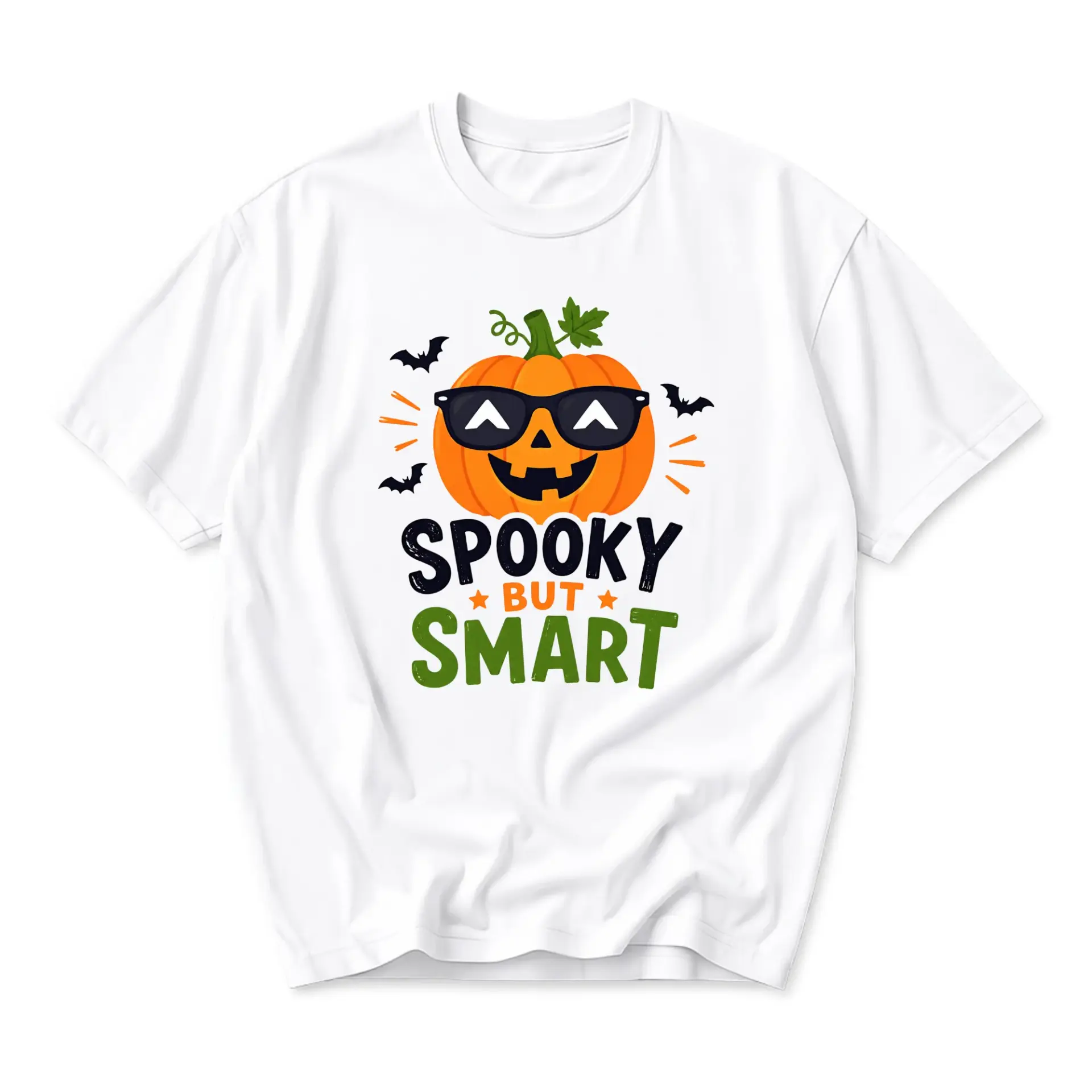 Graphic Tee Spooky but Smart Pumpkin Print Unisex Short Sleeve Crew Neck Cotton Casual Everyday Apparel Summer Top