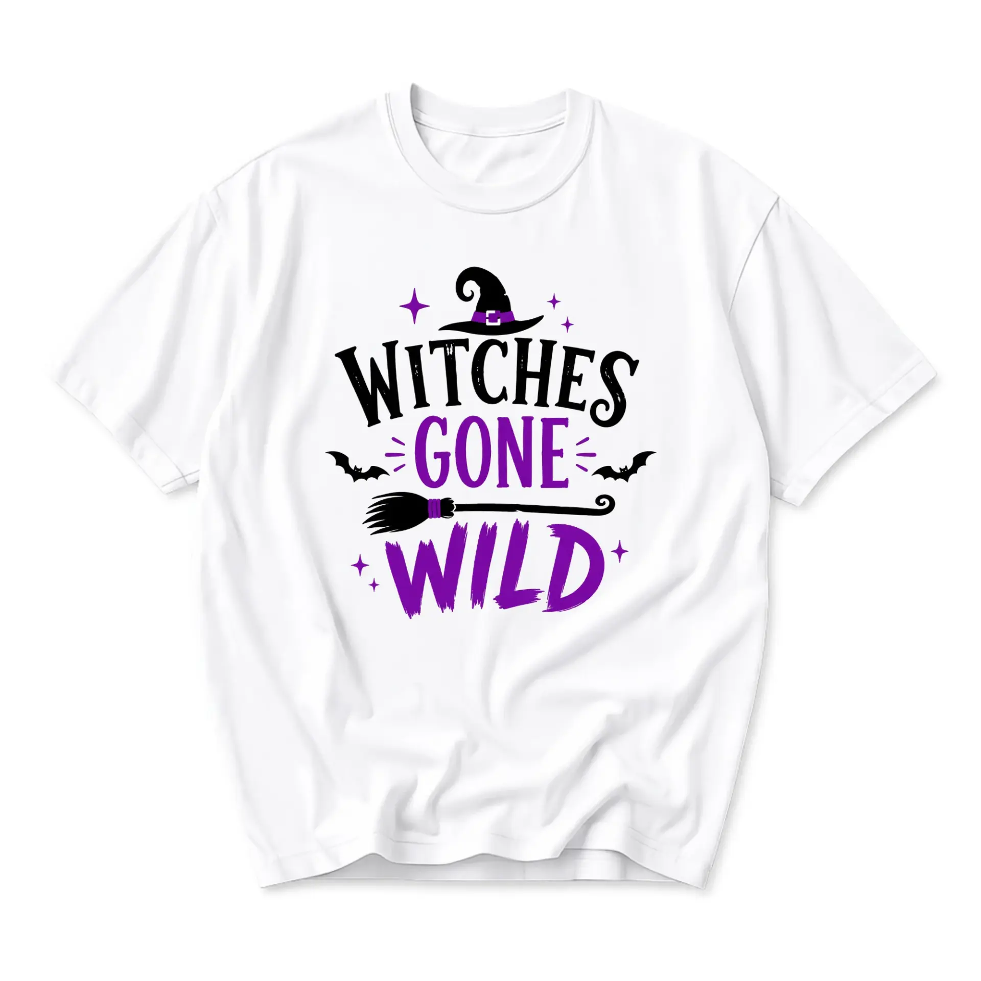 Funny Shirt Witches Gone Wild Graphic Tee Spooky Season Casual Crew Neck Unisex Apparel for Everyday Style and Comfort