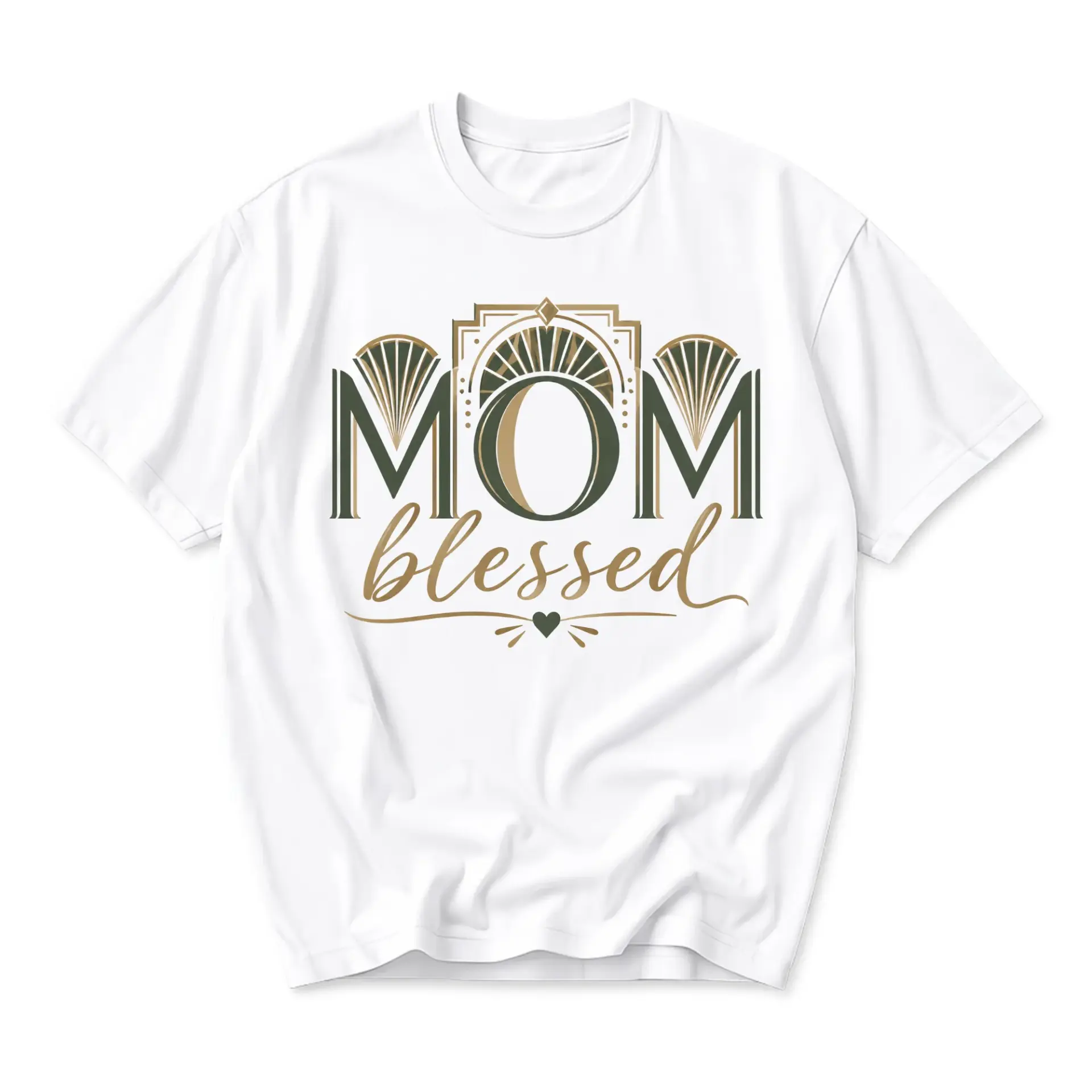 Graphic Tee Blessed Mom Art Deco Style Print Unisex Crew Neck Casual Everyday Wear Soft Cotton Blend Shirt