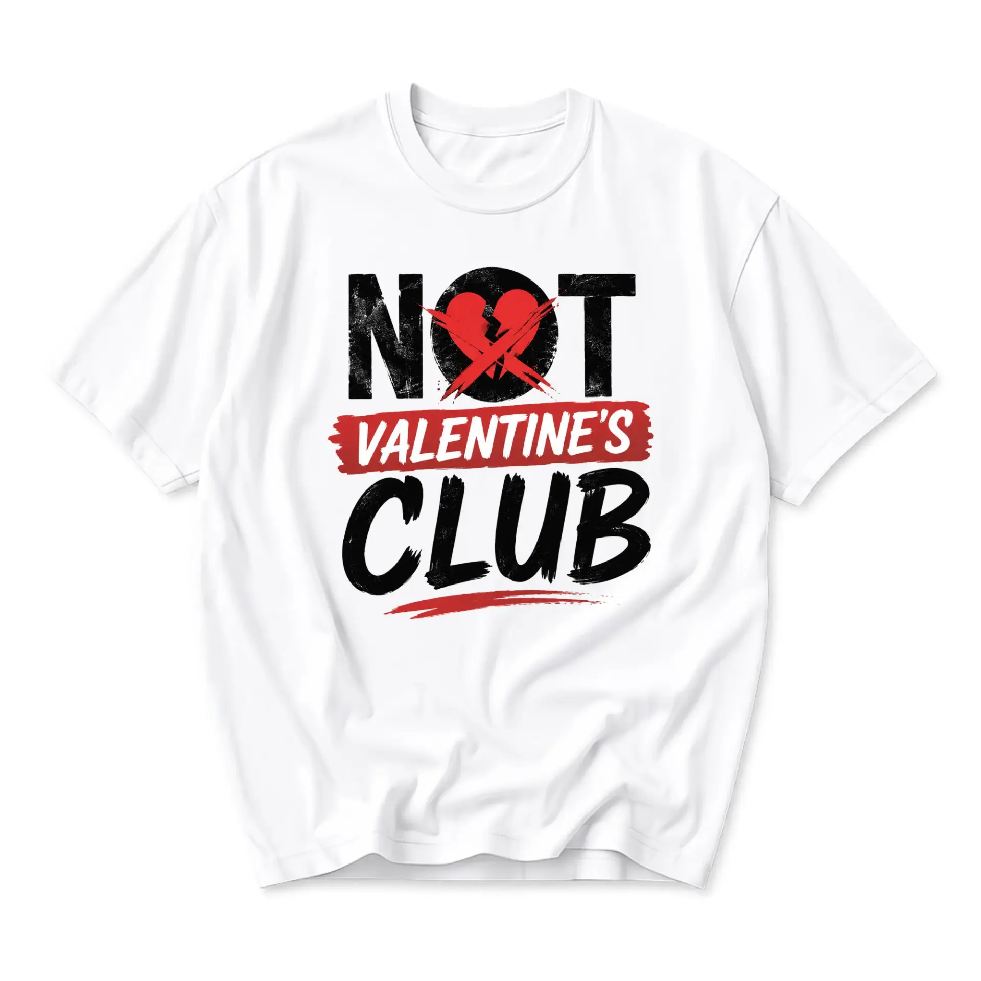 Funny Shirt Not Valentine's Club Graphic Tee Unisex Casual Apparel for Everyday Wear and Heartbreak Humor Statement