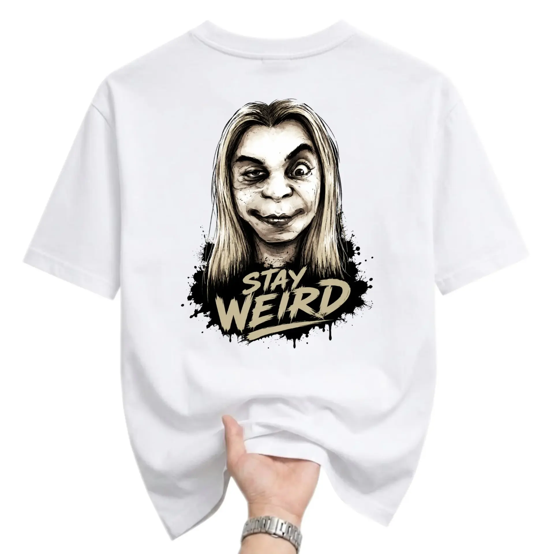 Funny Shirt Stay Weird Graphic Tee Unisex Cotton Crew Neck Short Sleeve Casual Artistic Illustration Casual Apparel