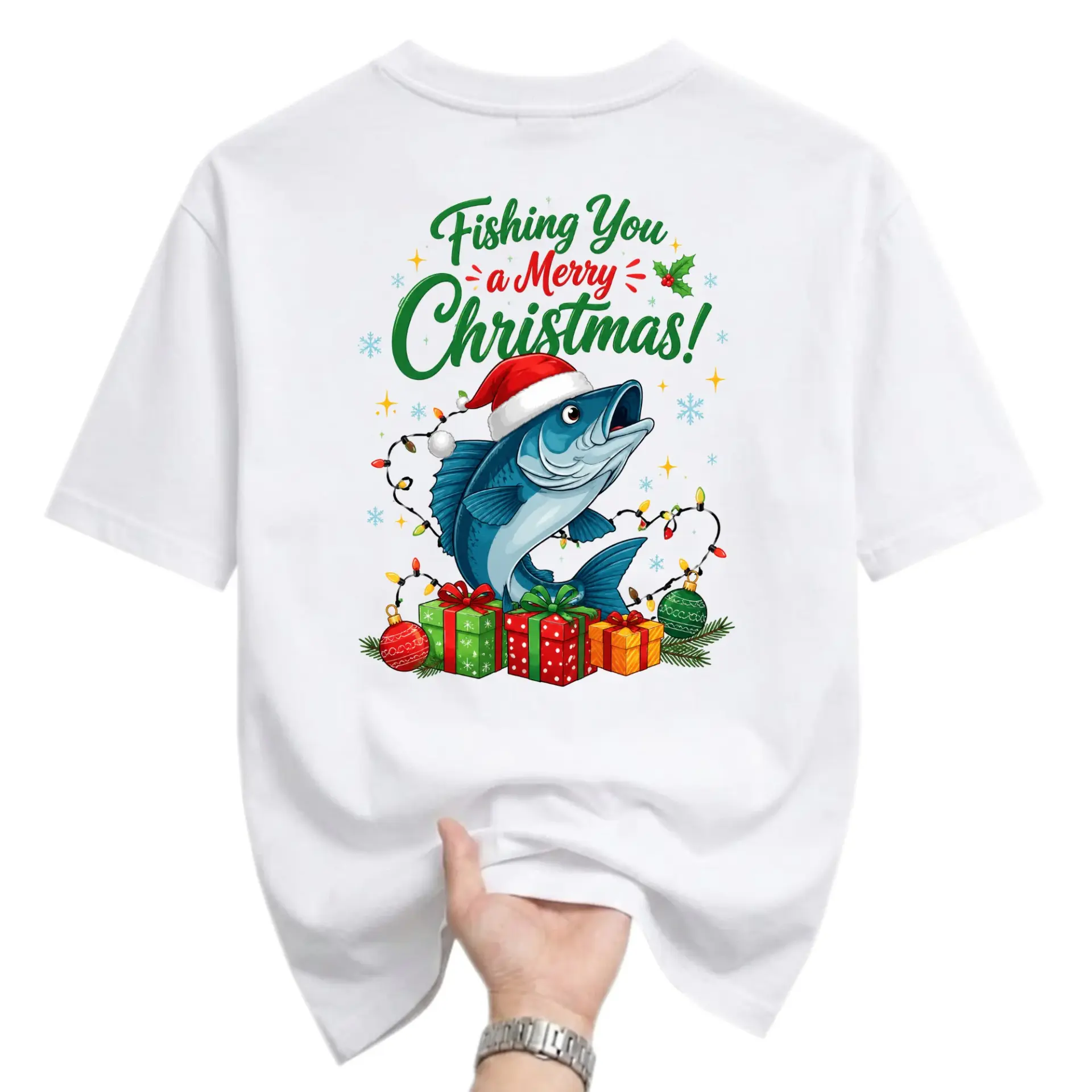 Funny Shirt Fishing You a Merry Christmas Graphic Tee Unisex Holiday