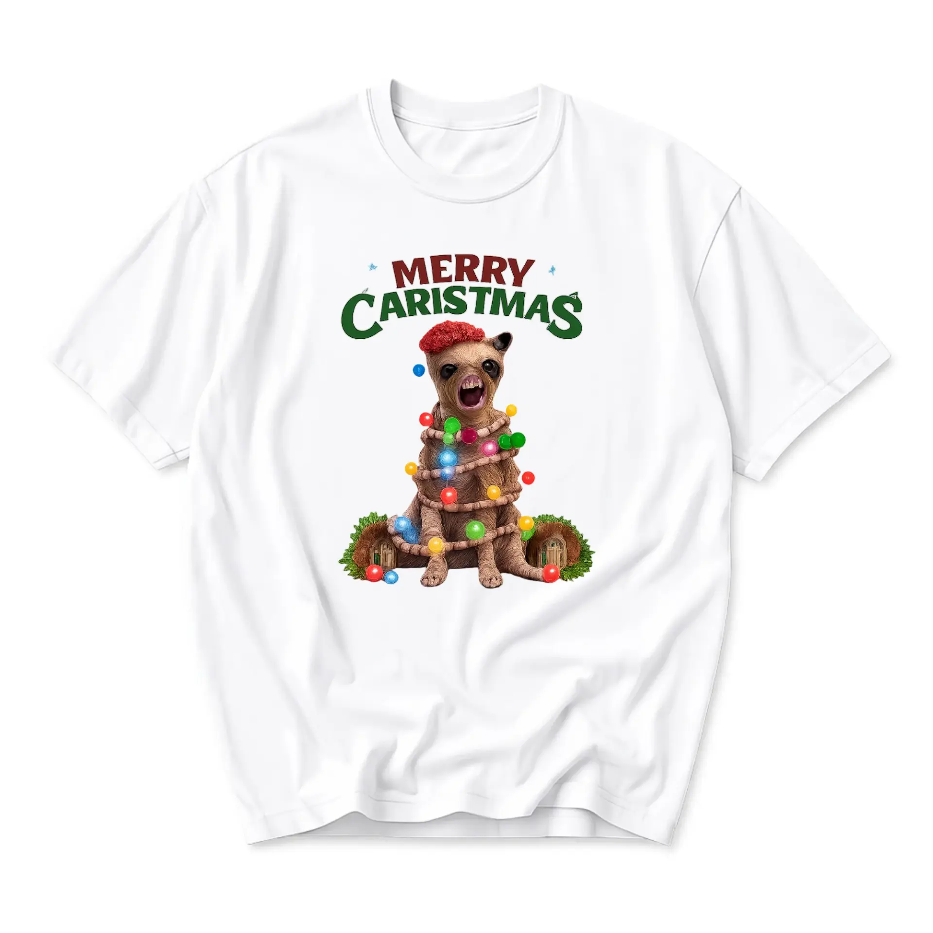 Funny Shirt Merry Caristmas Graphic Tee Cute Christmas Lights Holiday
