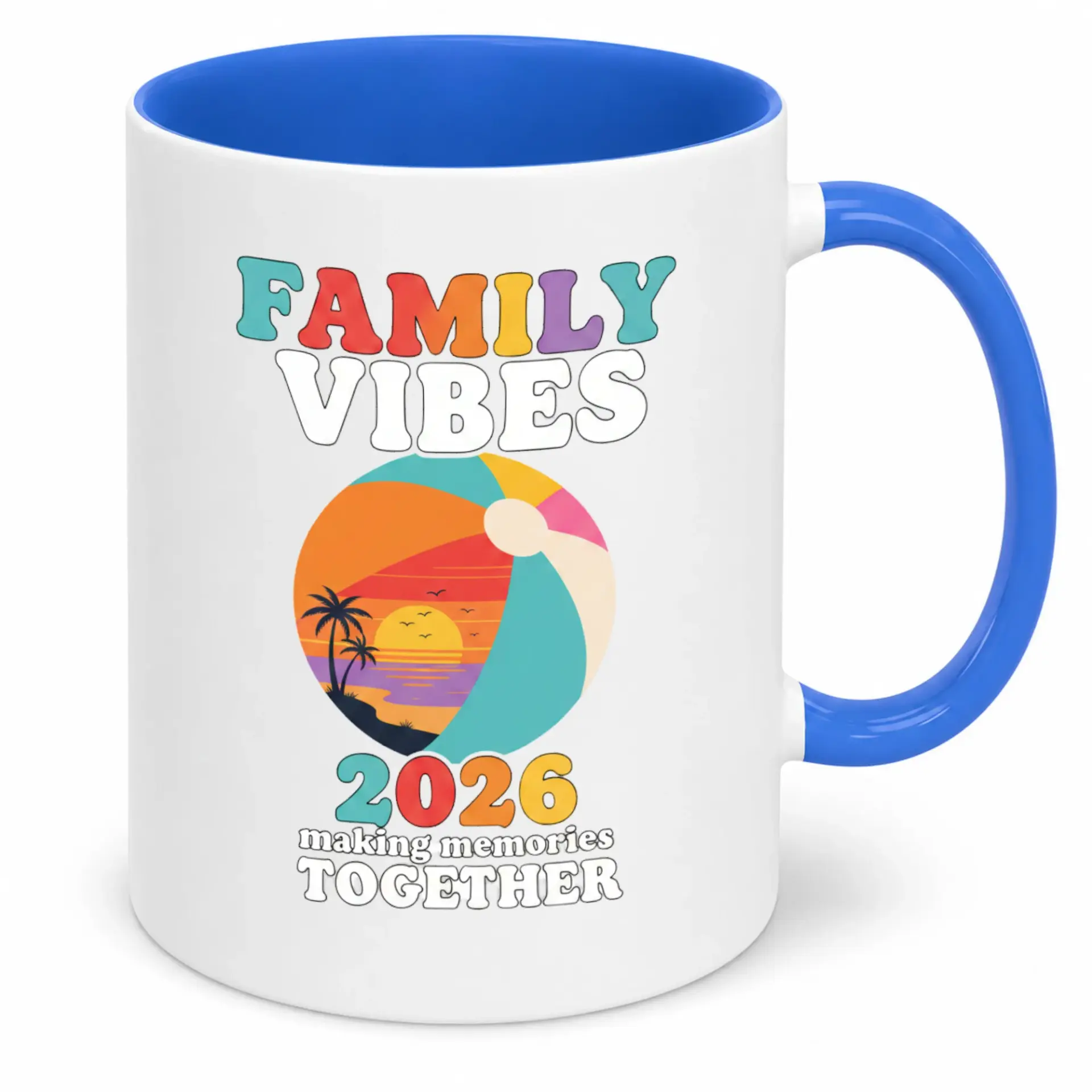 Family Vibes 2026 Making Memories Together Coffee Mug - Retro Beach Sunset Ceramic Drinkware - White 11oz or 15oz Capacity