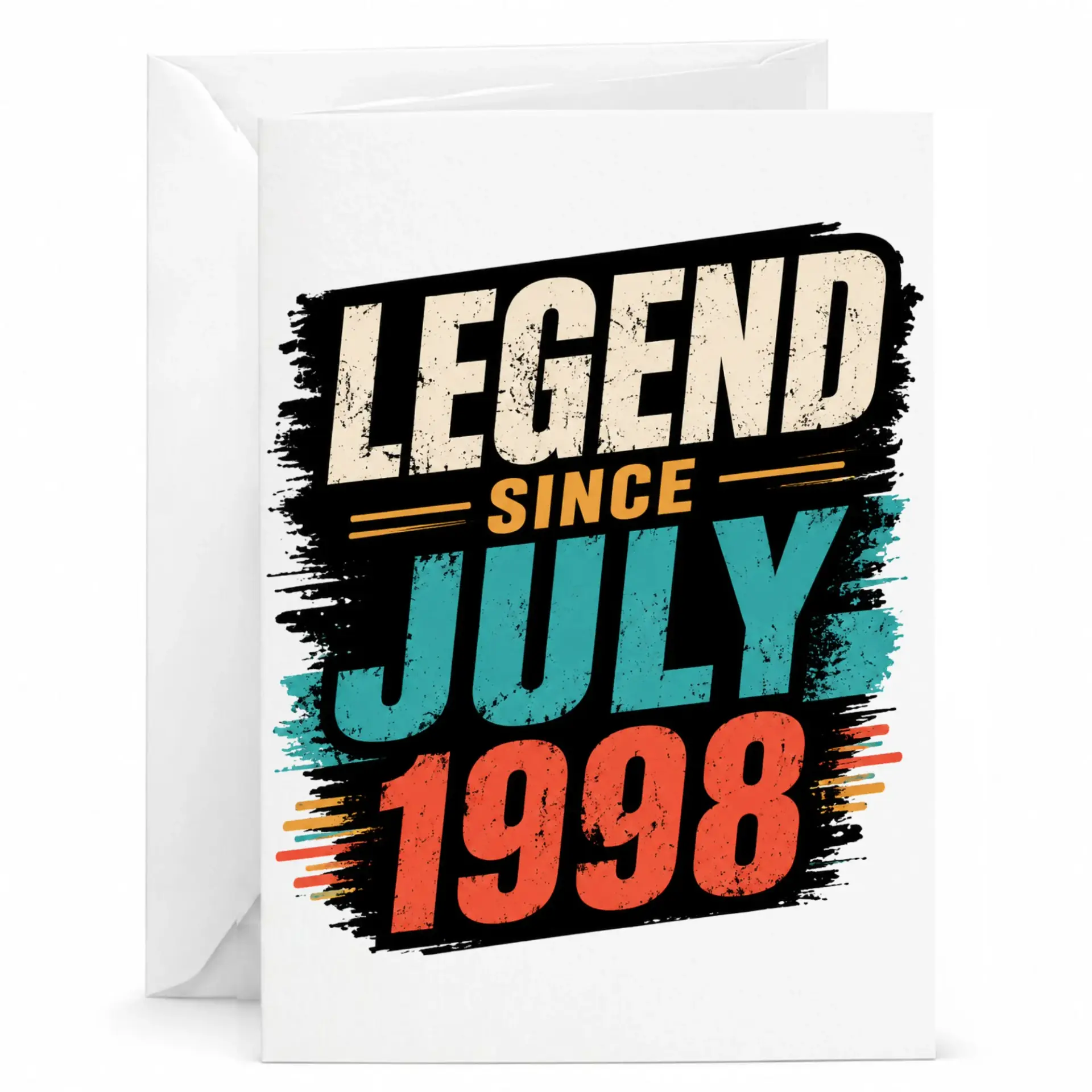 Birthday Card Legend Since July 1998 Vintage Style Greeting Card for Milestone Celebration and Anniversary Gift