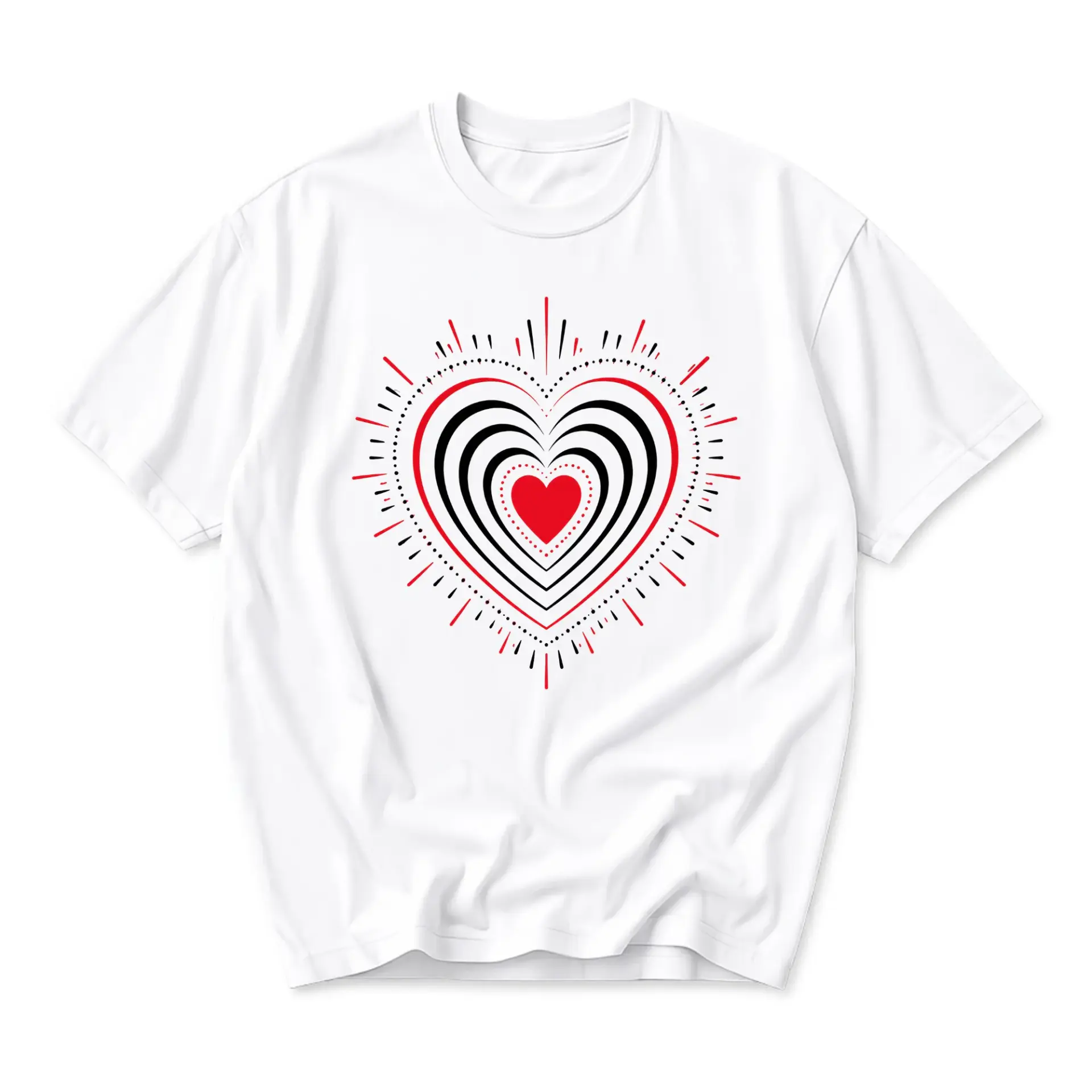Graphic Tee Unisex Heart Art Print Shirt Casual Crew Neck Pullover Top for Everyday Wear and Gift Giving Occasions