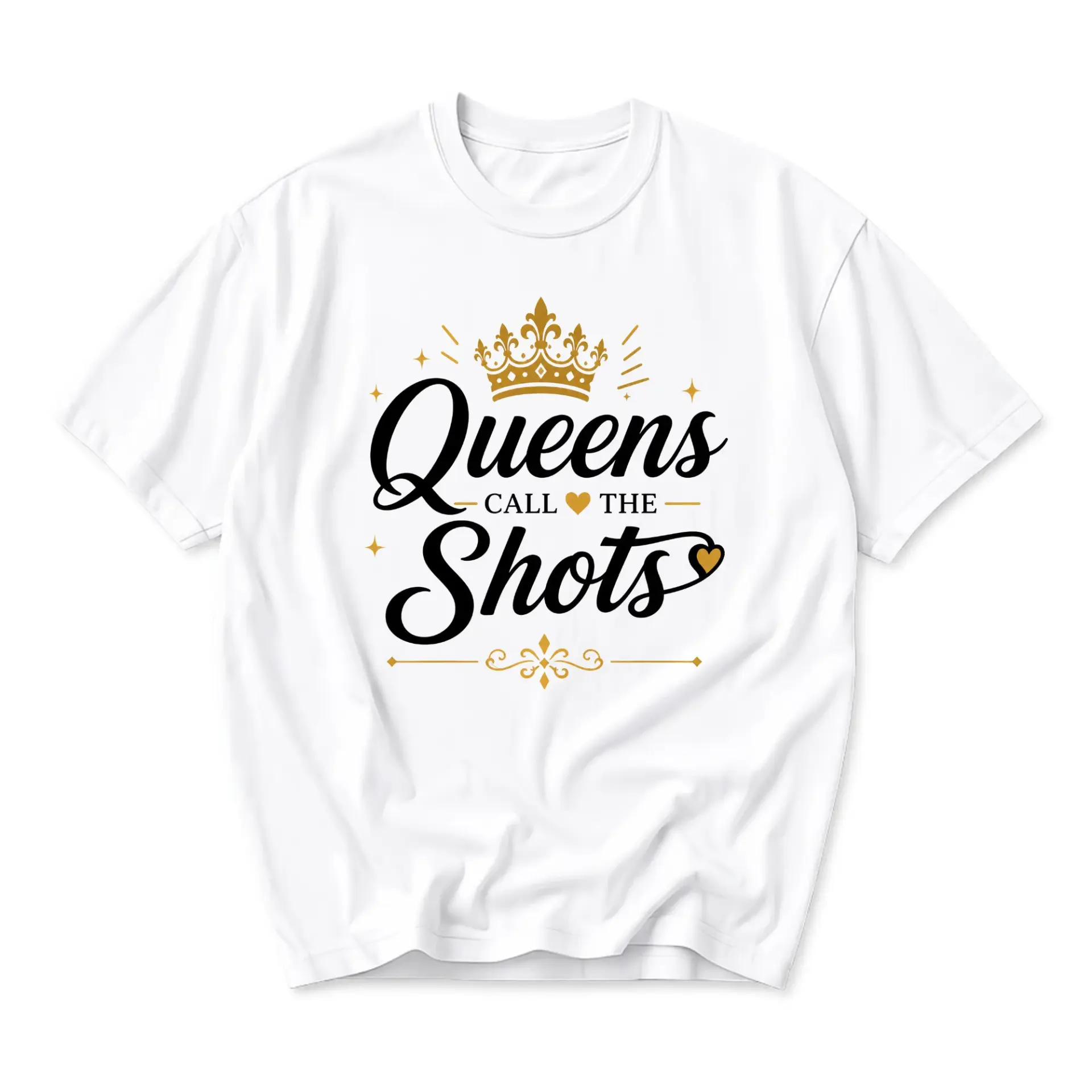Graphic Tee Queens Call the Shots Shirt Unisex Crew Neck Short Sleeve Cotton Blend Apparel for Casual Everyday Wear