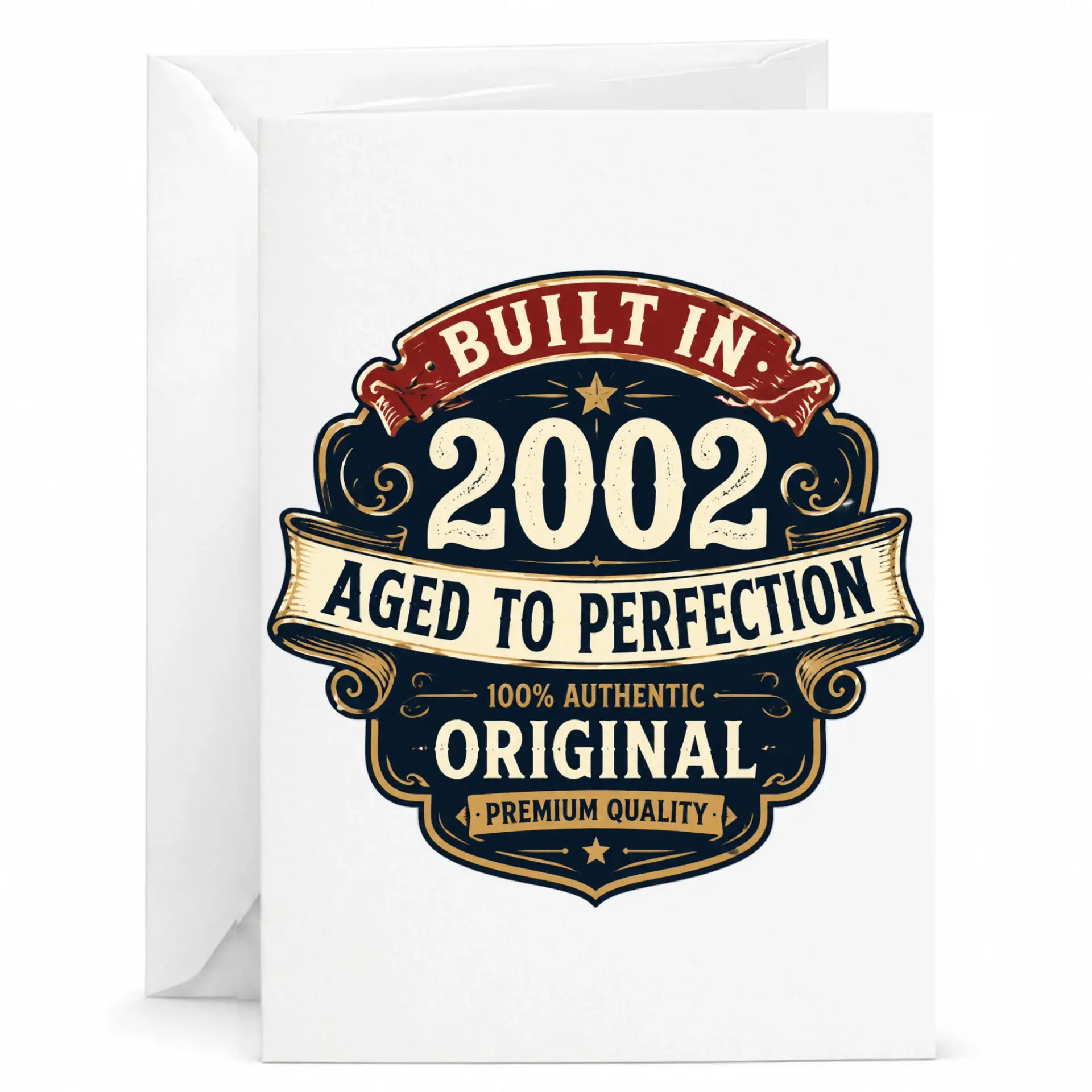 Birthday Card Built in 2002 Aged to Perfection Vintage Emblem Greeting Card for Milestone Celebration Milestone Birthdays