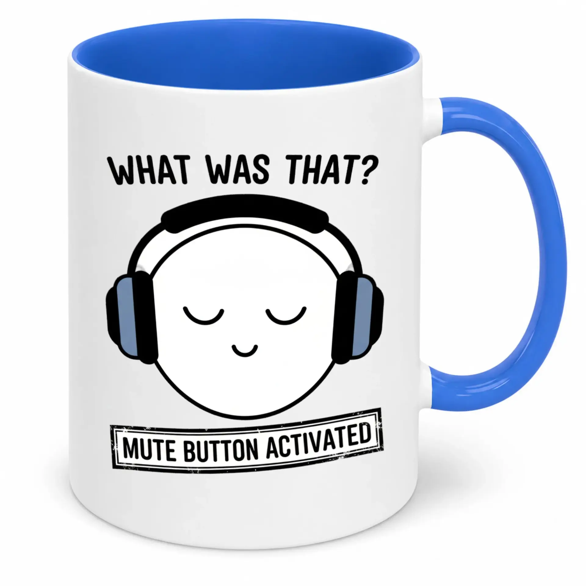 Funny Mute Button Activated Coffee Mug for Headphone Users Durable Ceramic Beverage Cup with Humorous Design