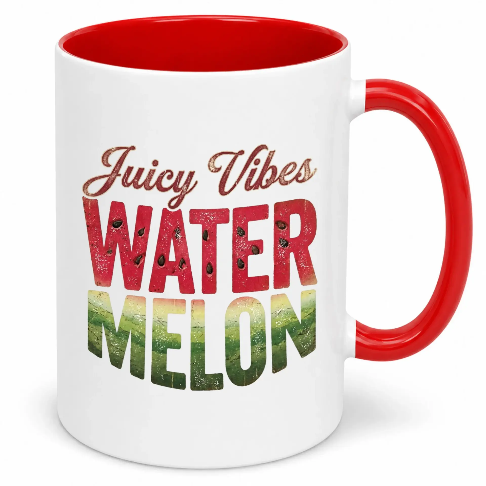 Watermelon Design Ceramic Coffee Mug, Juicy Vibes Drinkware for Summer Beverage Enjoyment, 11 Oz or 15 Oz Kitchen Cup