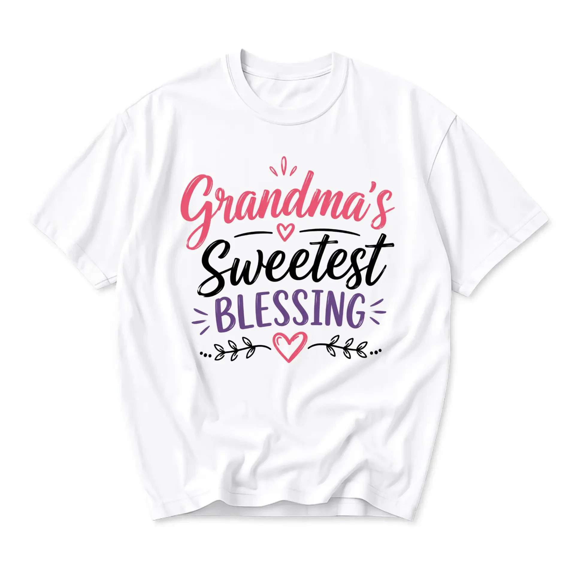 Graphic Tee Grandma's Sweetest Blessing Shirt Unisex Casual Crew Neck