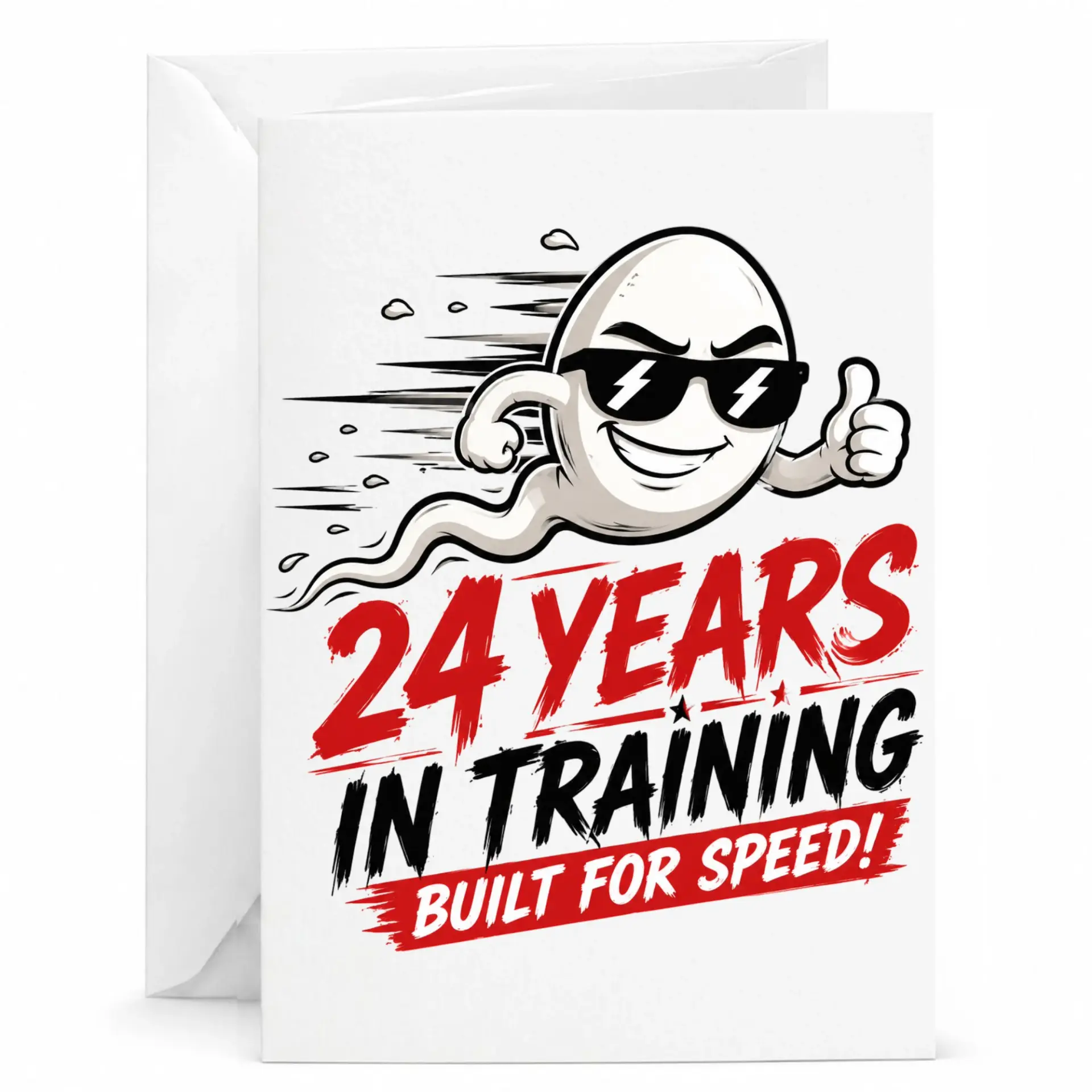 Funny 24th Birthday Card for Him 24 Years in Training Built for Speed Gag Greeting Card with Matching White Envelope