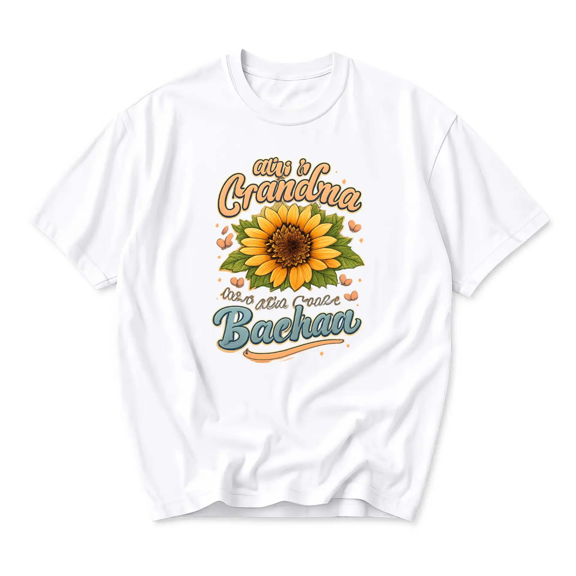T-shirt Graphic Tee Featuring Sunflower Floral Art and Decorative Script