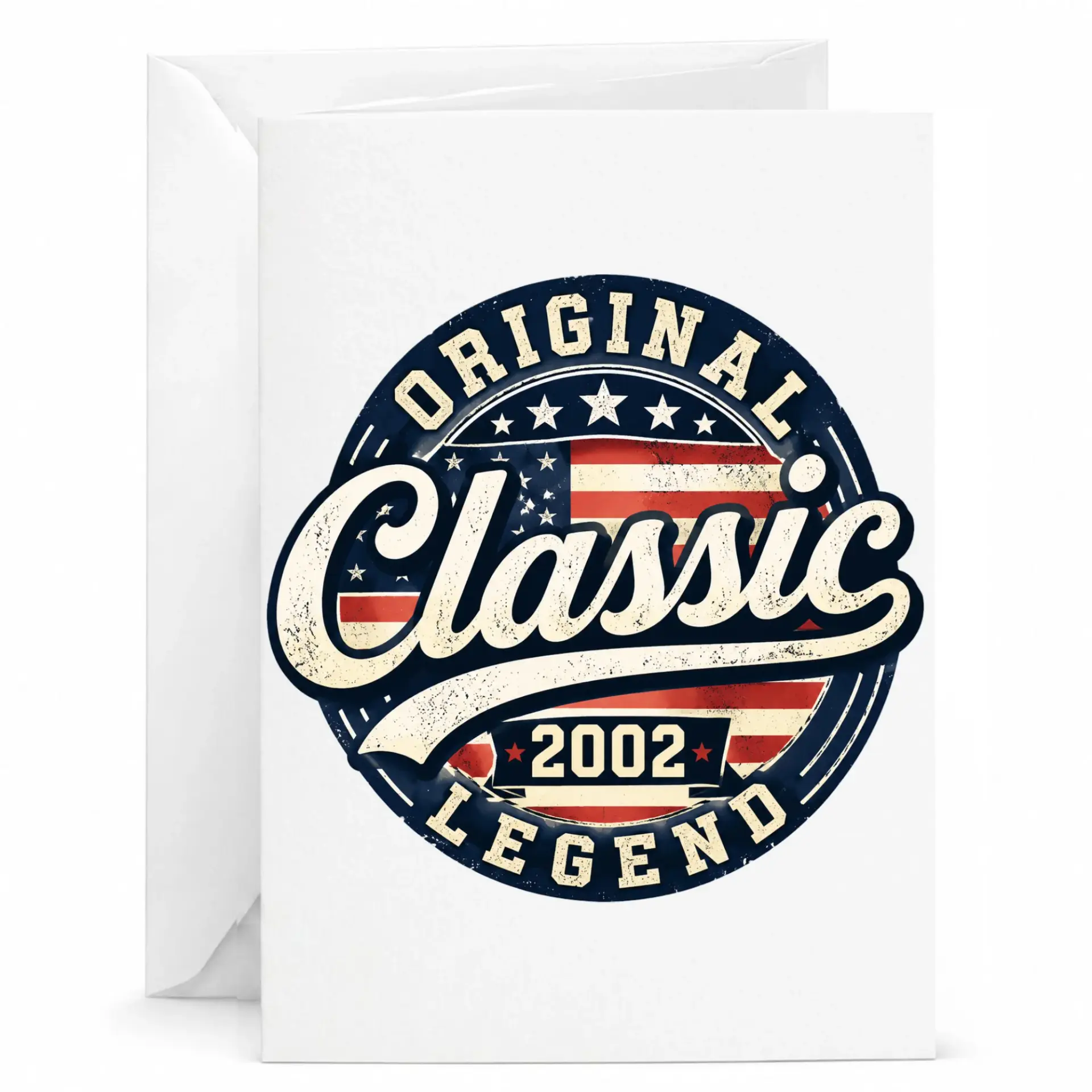 Greeting Card Original Classic Legend 2002 Retro Style Birthday Celebration Stationery with Matching White Envelope