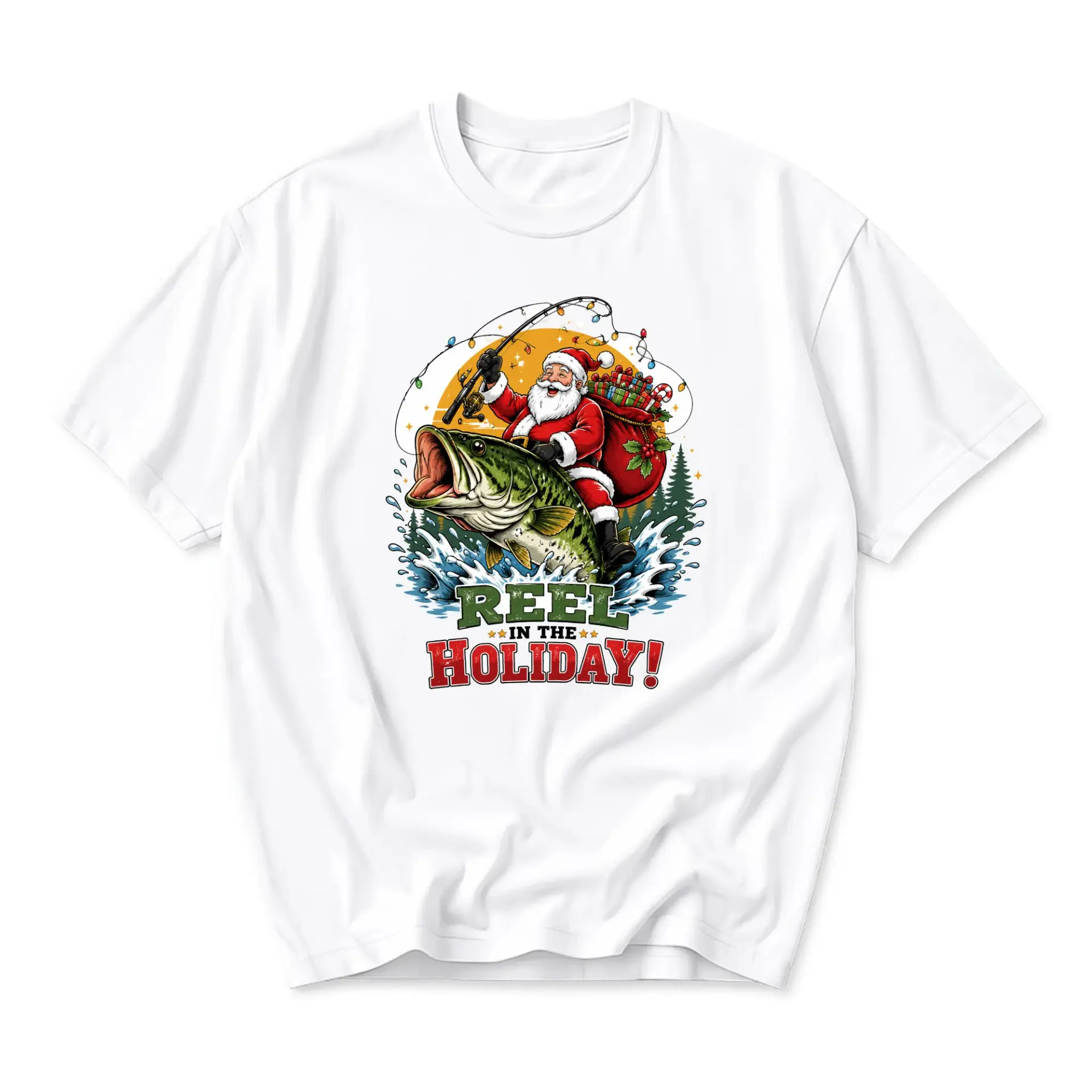 Funny Shirt Reel in the Holiday Graphic Tee Unisex Short Sleeve Crew Neck