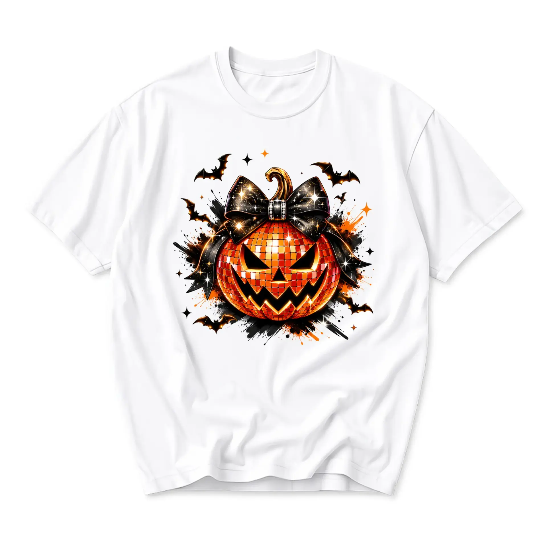 T-shirt Disco Pumpkin Graphic Tee Halloween Party Apparel Fun Seasonal Spooky Fall Unisex Crew Neck Cotton Top