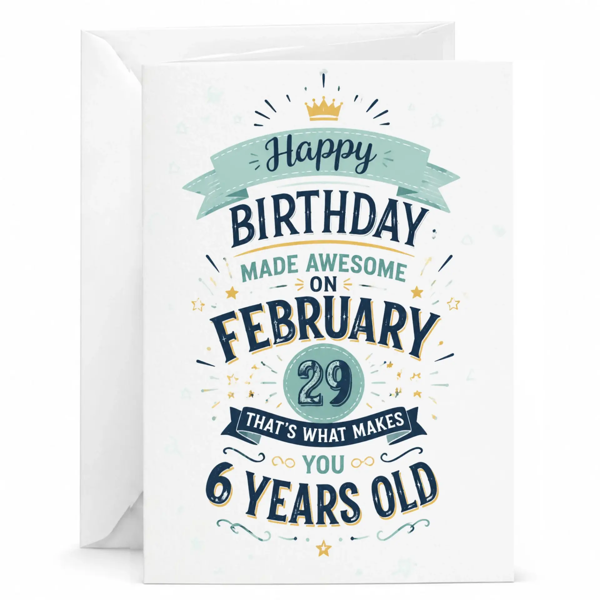 Birthday Card for Leap Year Born February 29th Funny Greeting Card for 6 Years Old Milestone Celebration