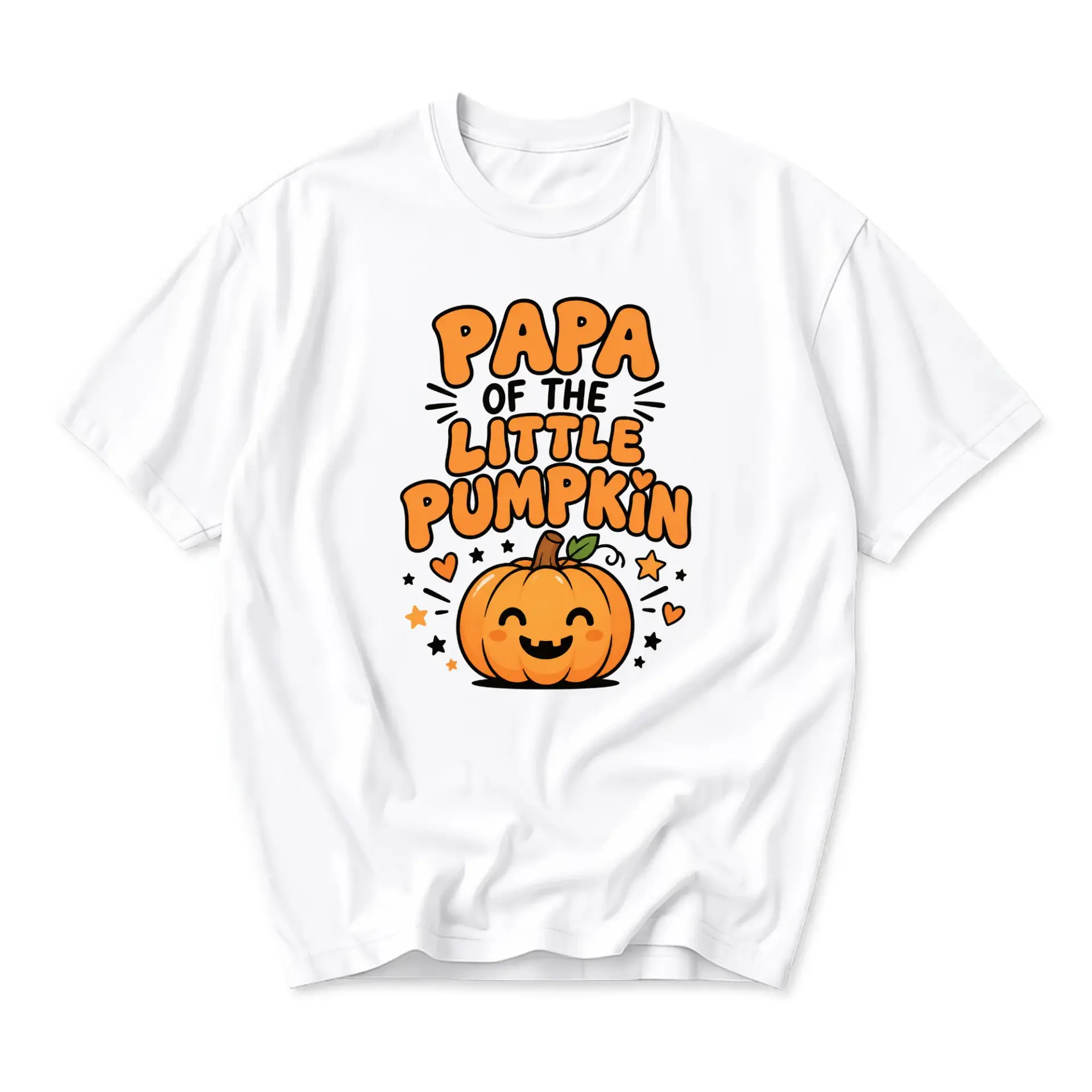 Graphic Tee Papa of the Little Pumpkin Fall Seasonal Unisex Crew Neck Short Sleeve Shirt for Casual Holiday Wear