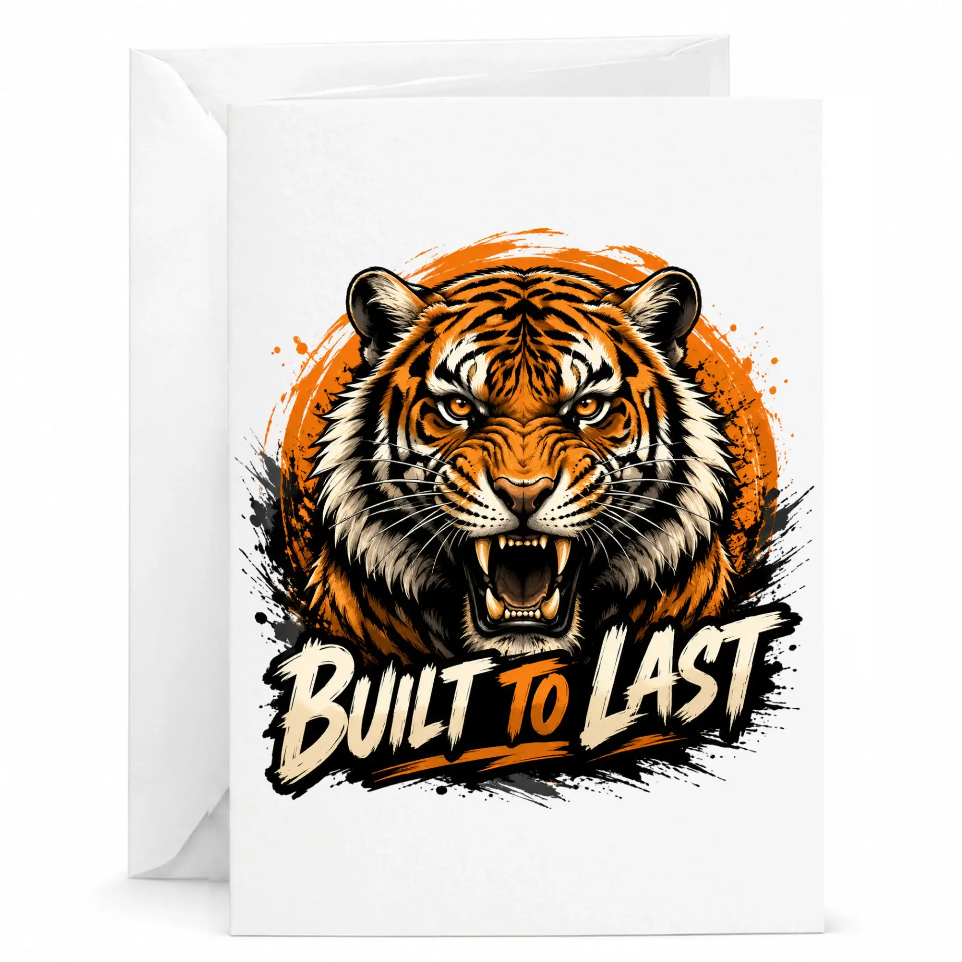 Greeting Card Built to Last Tiger Illustration Professional Quality Stationery for Friends and Family 5x7 Inches