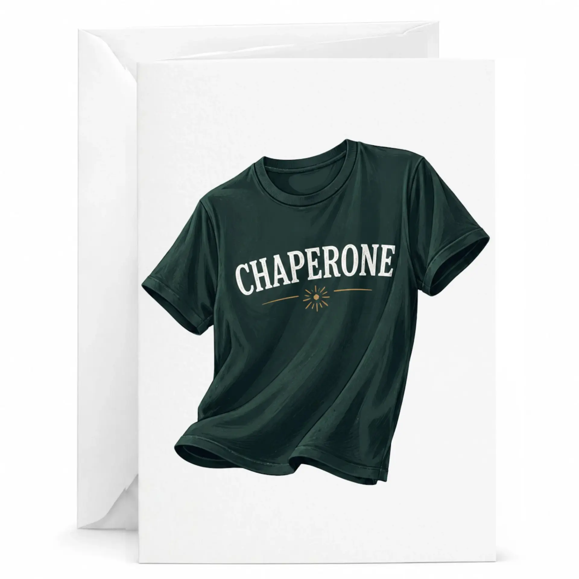 Funny Chaperone T-Shirt Design Greeting Card for Volunteer Helpers Appreciation Note 5x7 Folded Stationery
