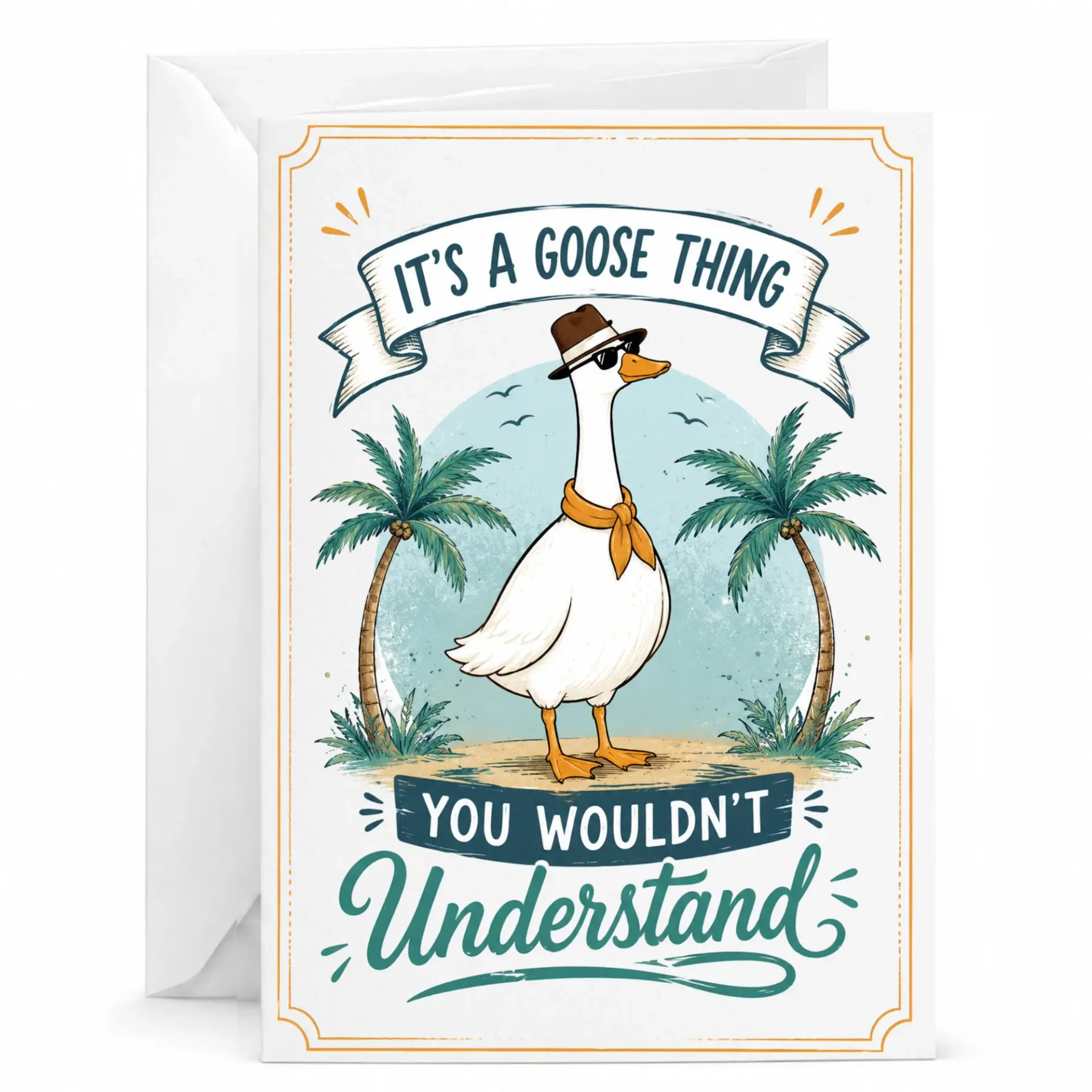 Funny Thing Greeting Card Whimsical Animal Illustration Note with Matching Envelope for All Occasions