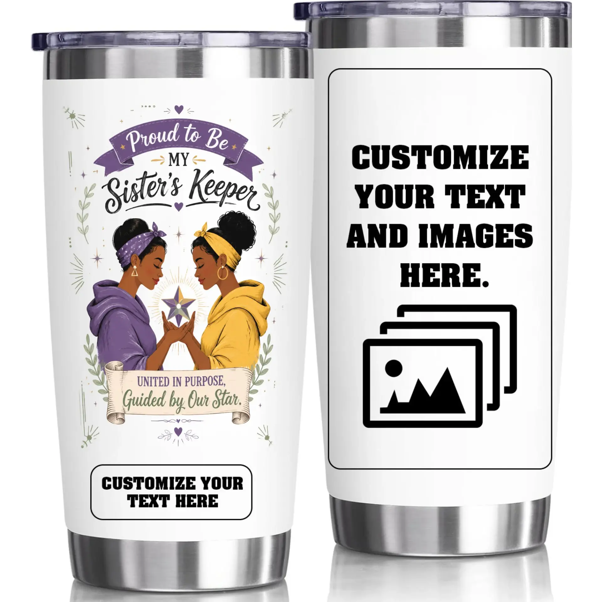 Stainless Steel Tumbler Custom Sister Keepsake Gift 20oz Insulated Cup Double Wall Vacuum Travel Mug for Coffee and Tea