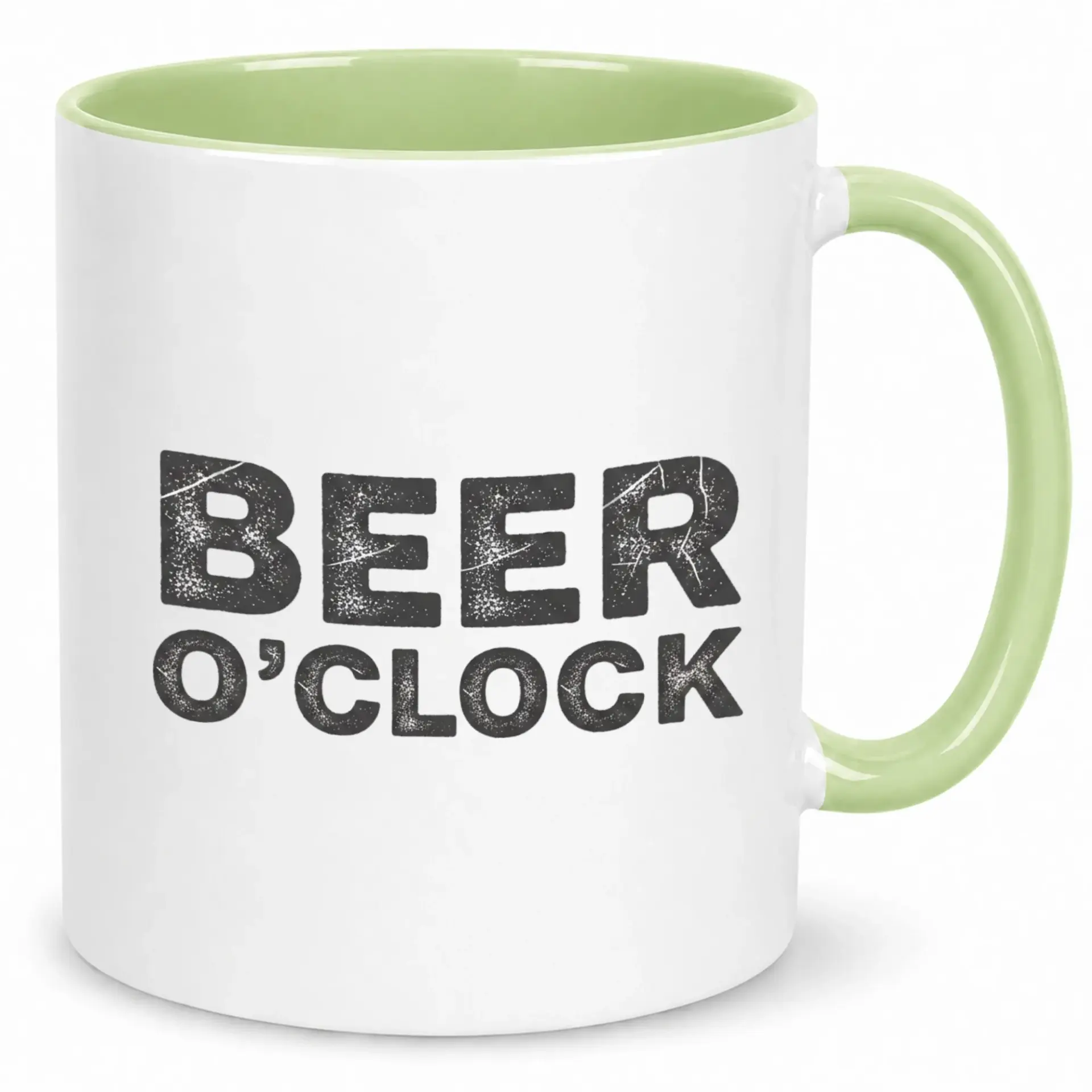 Funny Beer O'clock Ceramic Coffee Mug with Distressed Print Unique Novelty Beverage Cup for Home Kitchen or Office Desk Great Gift Idea Adults