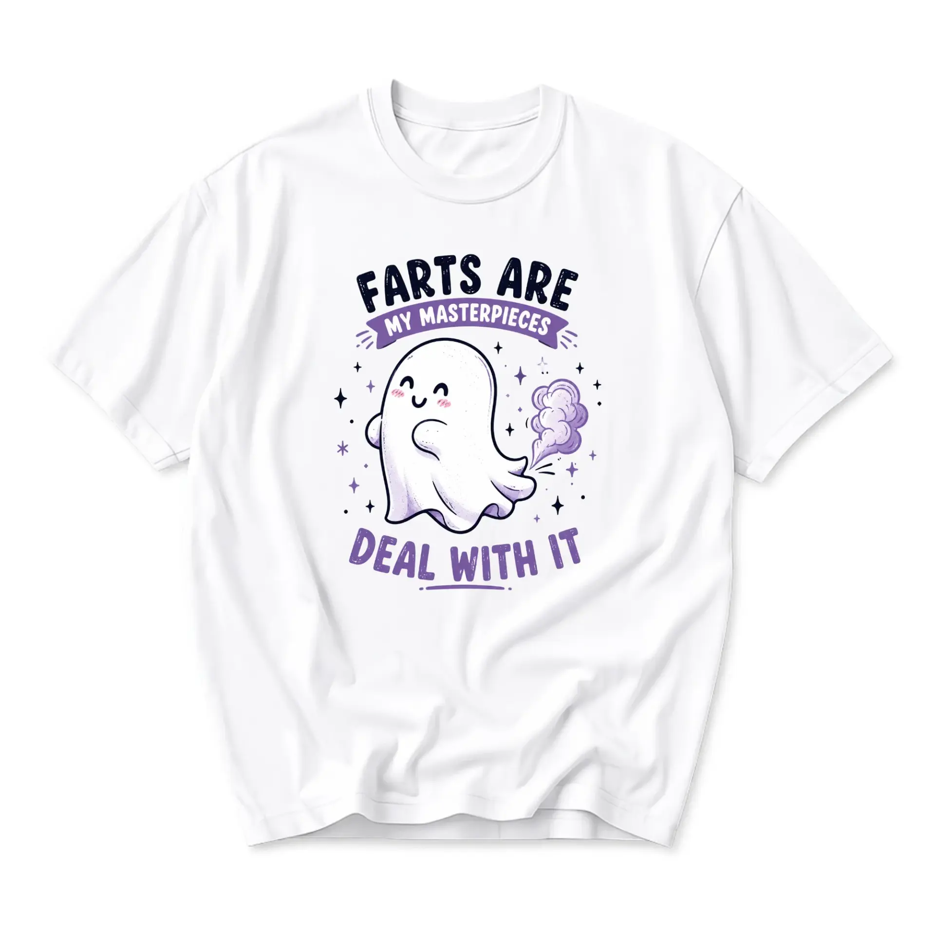 Funny Shirt Unisex Graphic Printed T-Shirt Featuring a Cute Ghost Character with Humorous Text for Casual Everyday Wear
