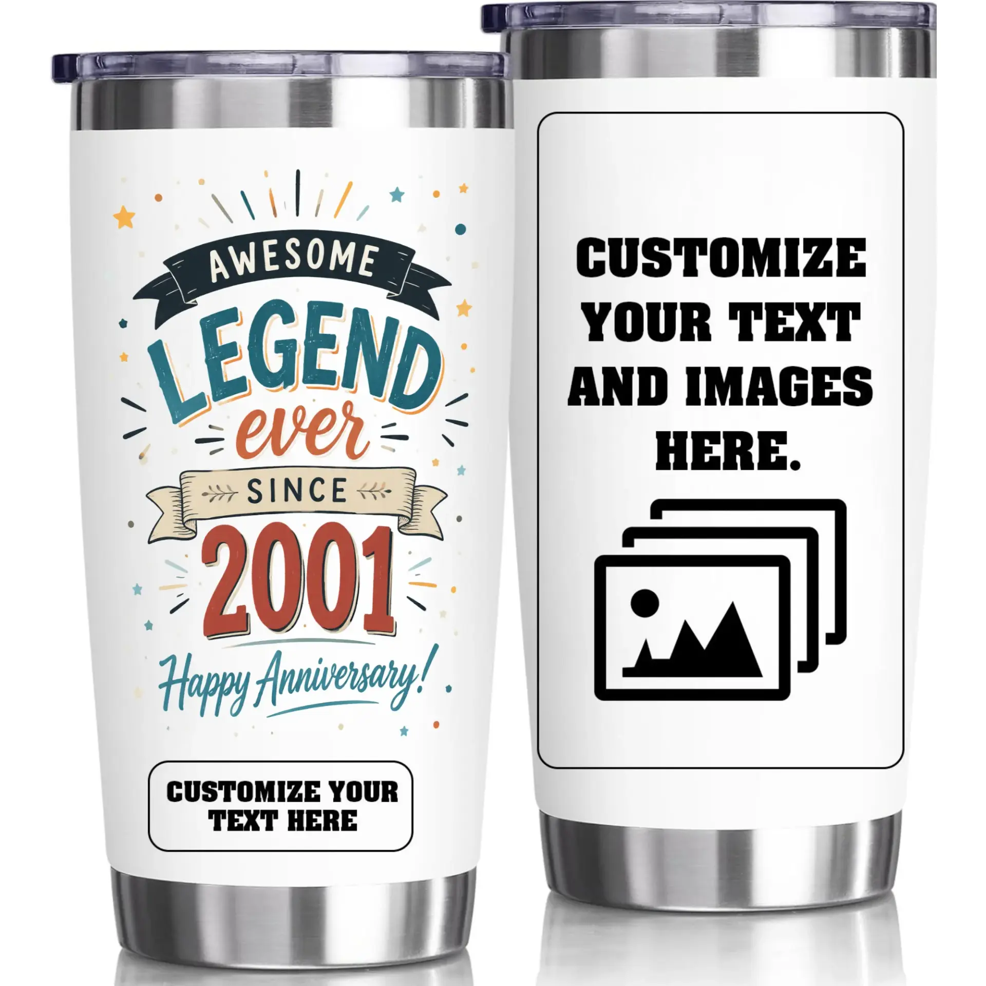 Stainless Steel Tumbler 20oz Custom Anniversary Gift Awesome Legend Ever Since 2001 Insulated Travel Coffee Mug