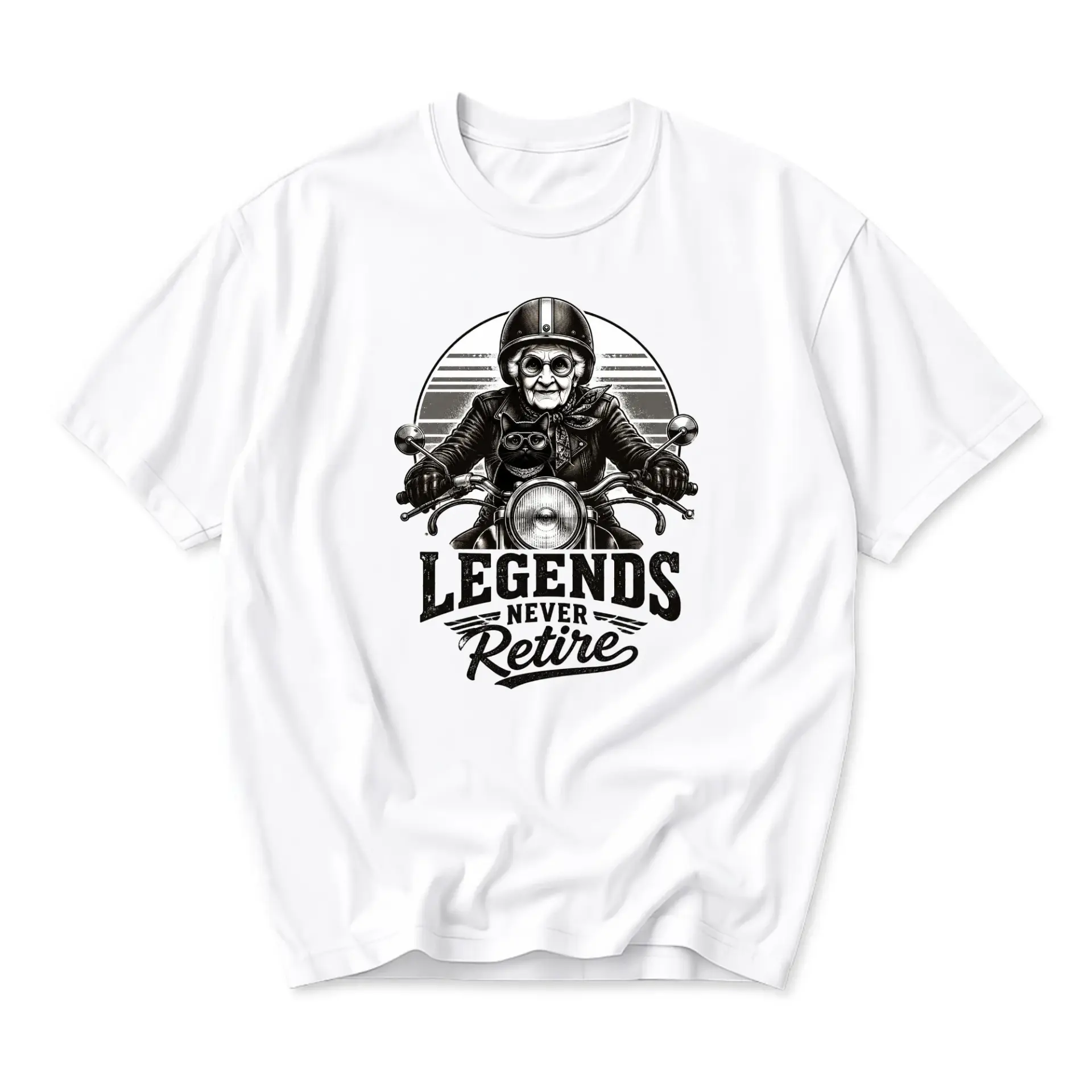 Funny Shirt Legends Never Retire Biker Grandma Graphic Tee Unisex Cotton