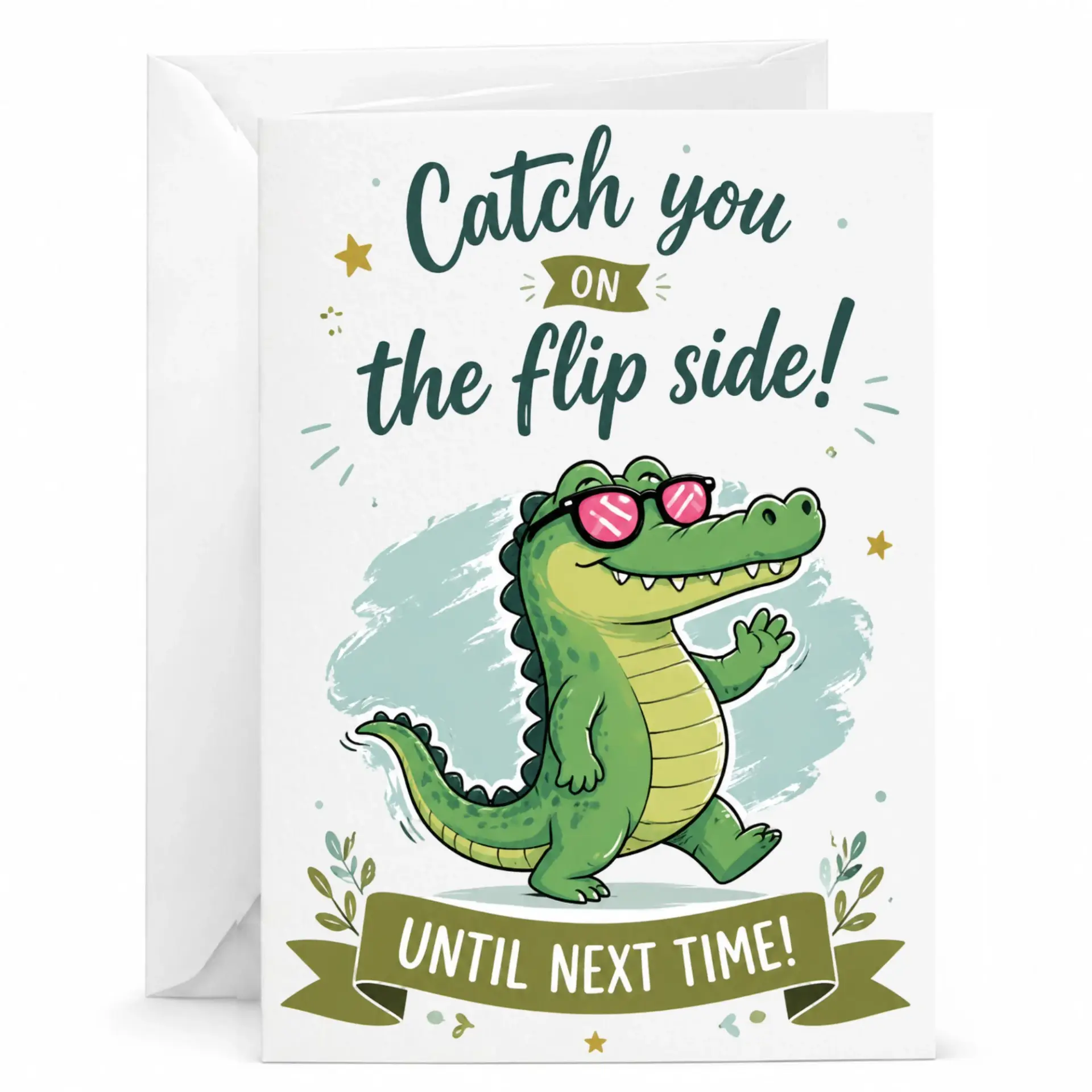 Funny Crocodile Greeting Card You on the Side Farewell for Coworkers Friends Leaving or Moving