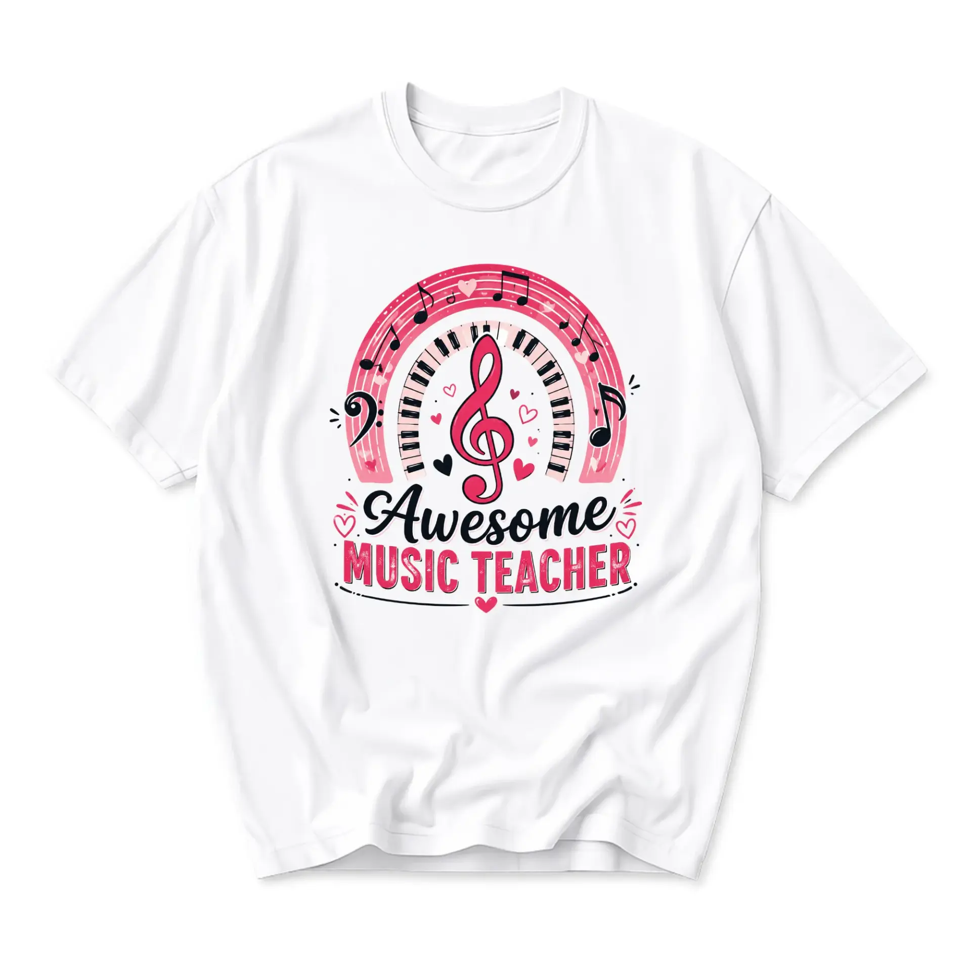T-shirt Awesome Music Teacher Graphic Tee Featuring Piano Keys and Musical Notes for Casual Everyday Wear and Gifting