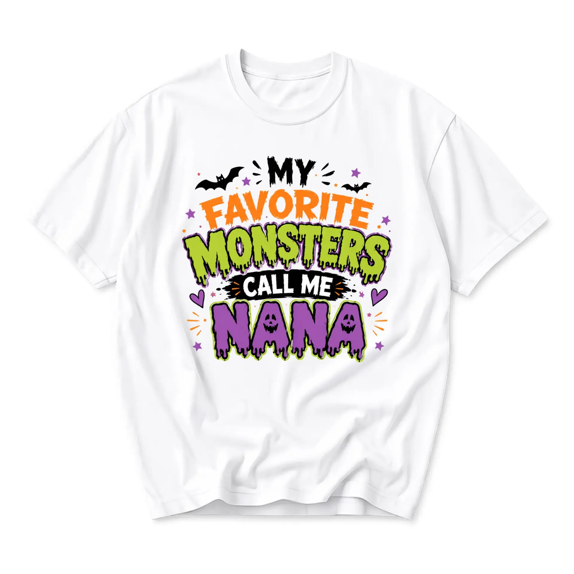 Funny Shirt My Favorite Monsters Call Me Nana Graphic Tee Unisex Casual Holiday Gift Soft Cotton Crew Neck Top