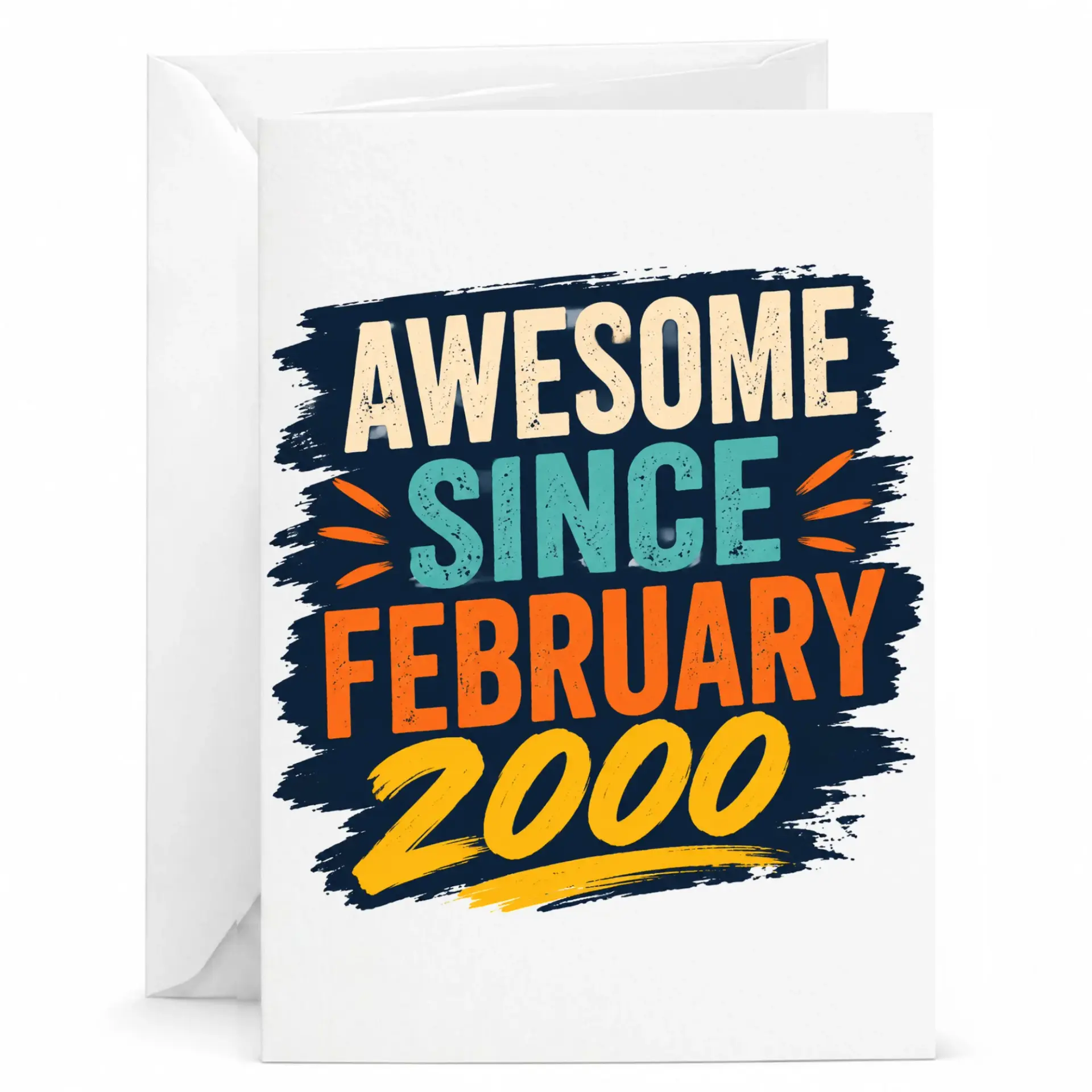 Greeting Card Awesome Since February 2000 Vintage Style Milestone Birthday Keepsake for Friend or Family Member