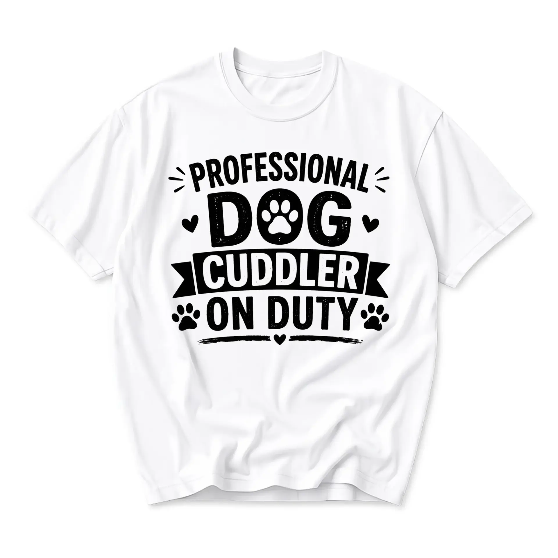 Funny Shirt Professional Dog Cuddler on Duty Graphic Tee Unisex Crew Neck