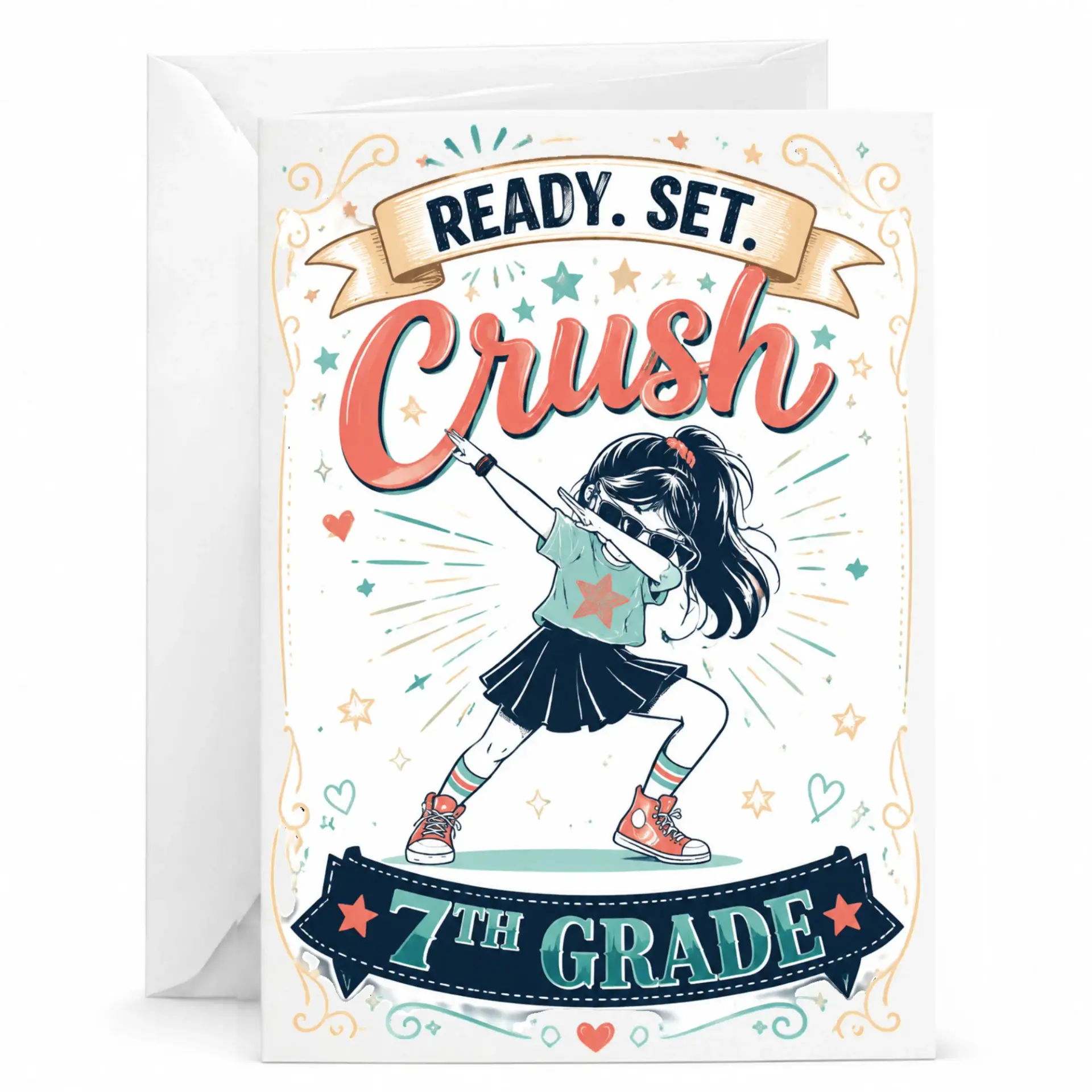 Funny Greeting Card Set 7th Illustration for Academic Achievement and Milestone