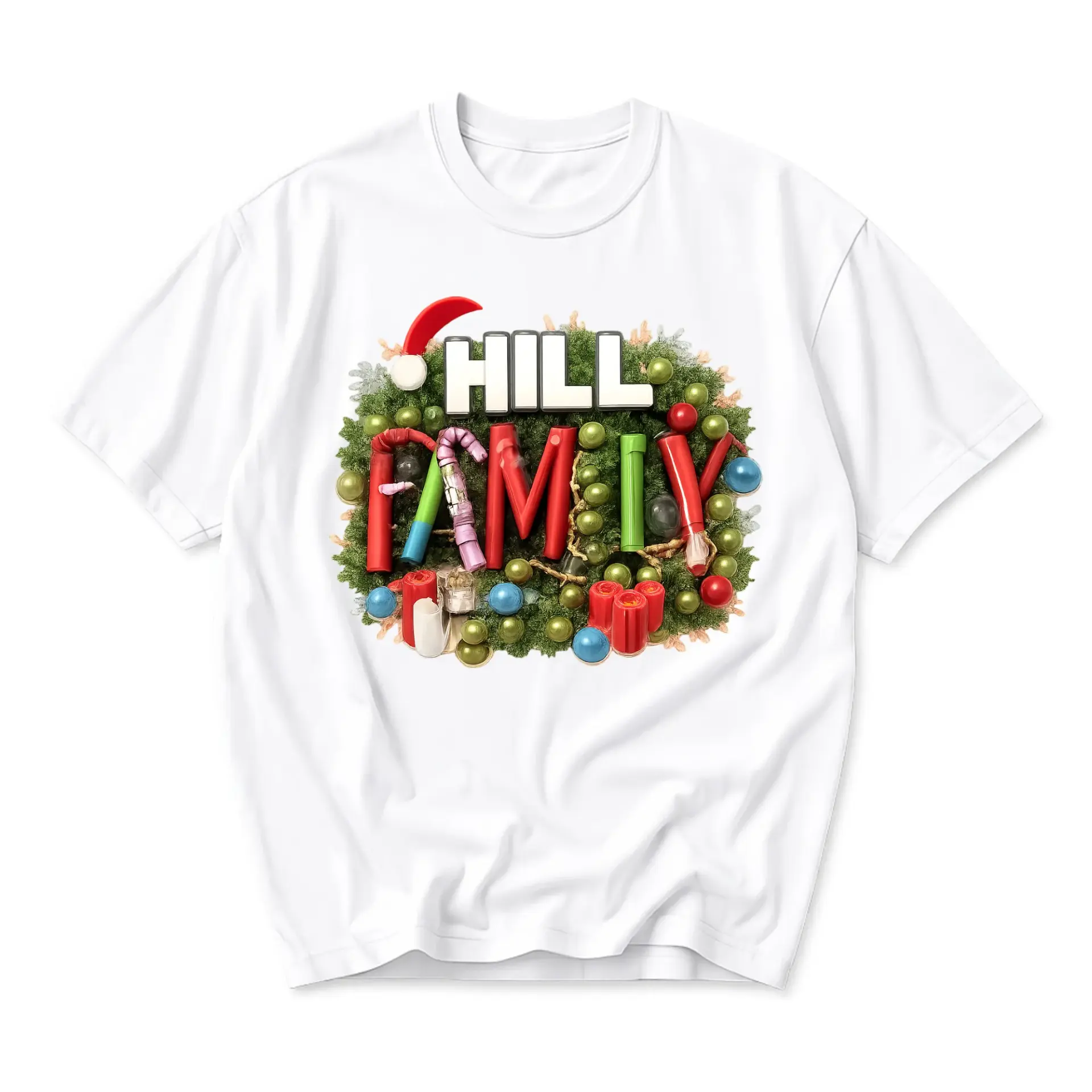 Funny Shirt Hill Family Christmas Wreath Graphic Tee Unisex Casual Crew