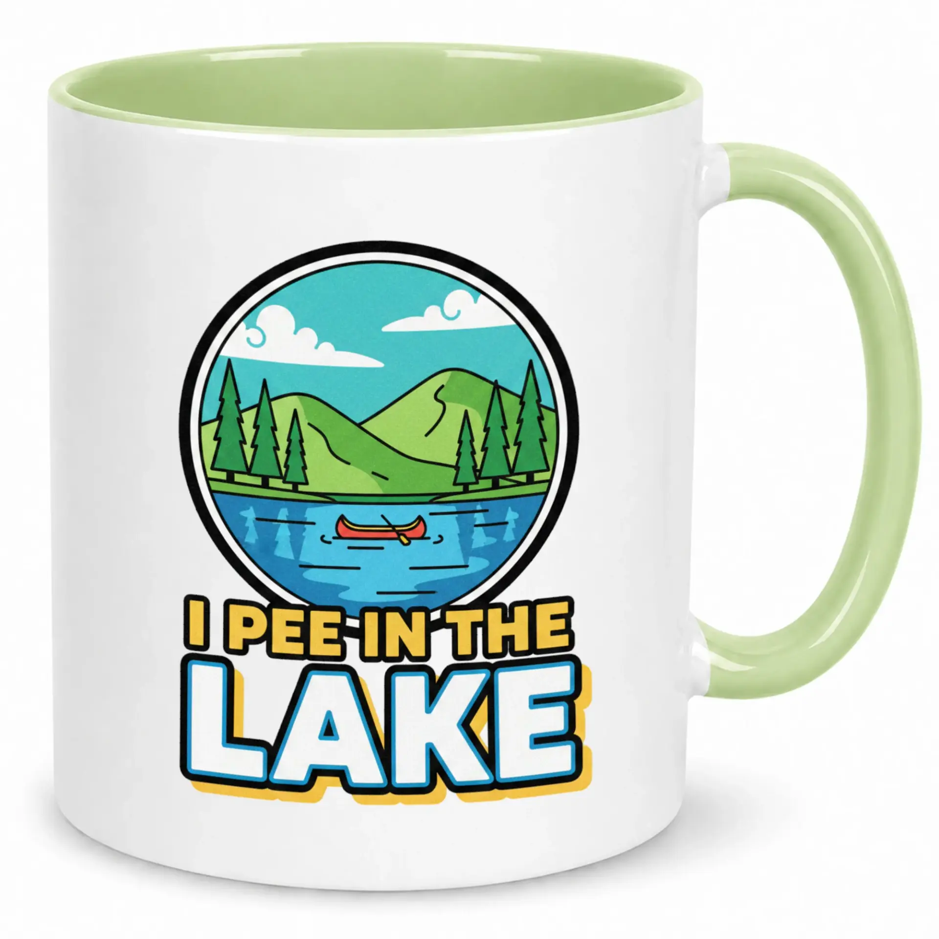 Funny Coffee Mug, Humorous Lake Boating Camping Themed White Ceramic Coffee Cup, Novelty Outdoor Enthusiast Gift for Men and Women, Dishwasher Safe Mug
