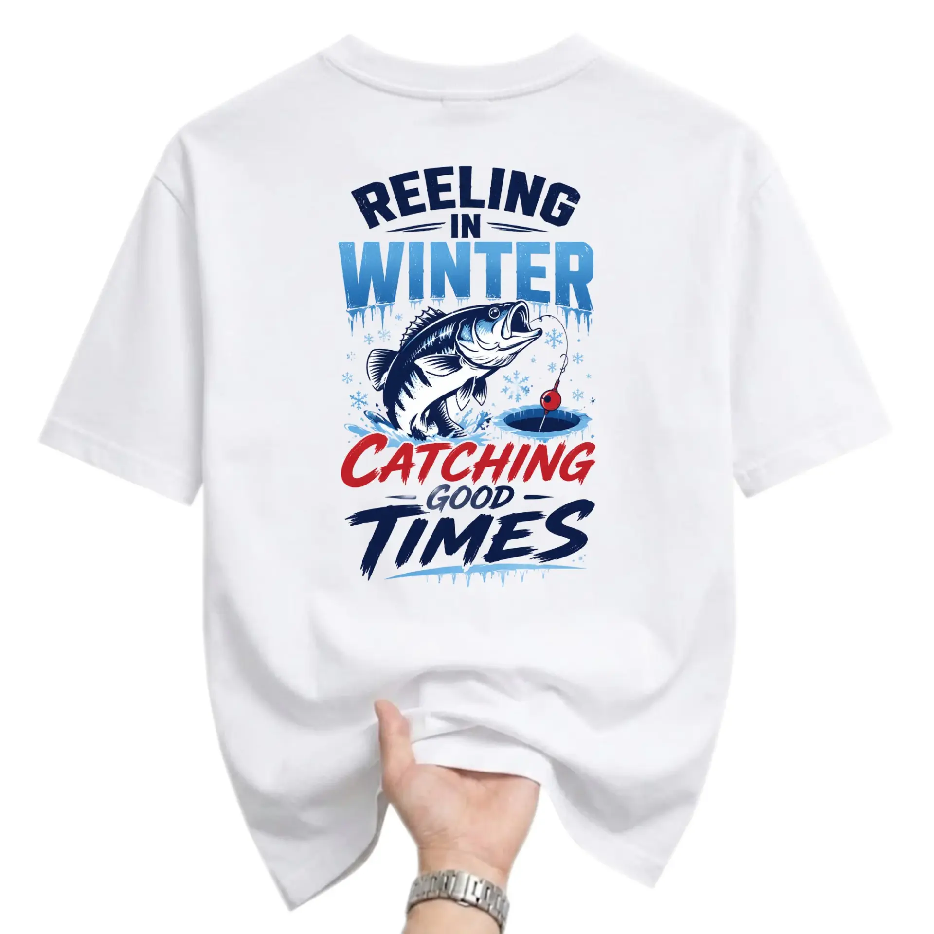 Funny Shirt Reeling in Catching Good Times Fishing Graphic Tee Unisex Short Sleeve Cotton Casual Apparel