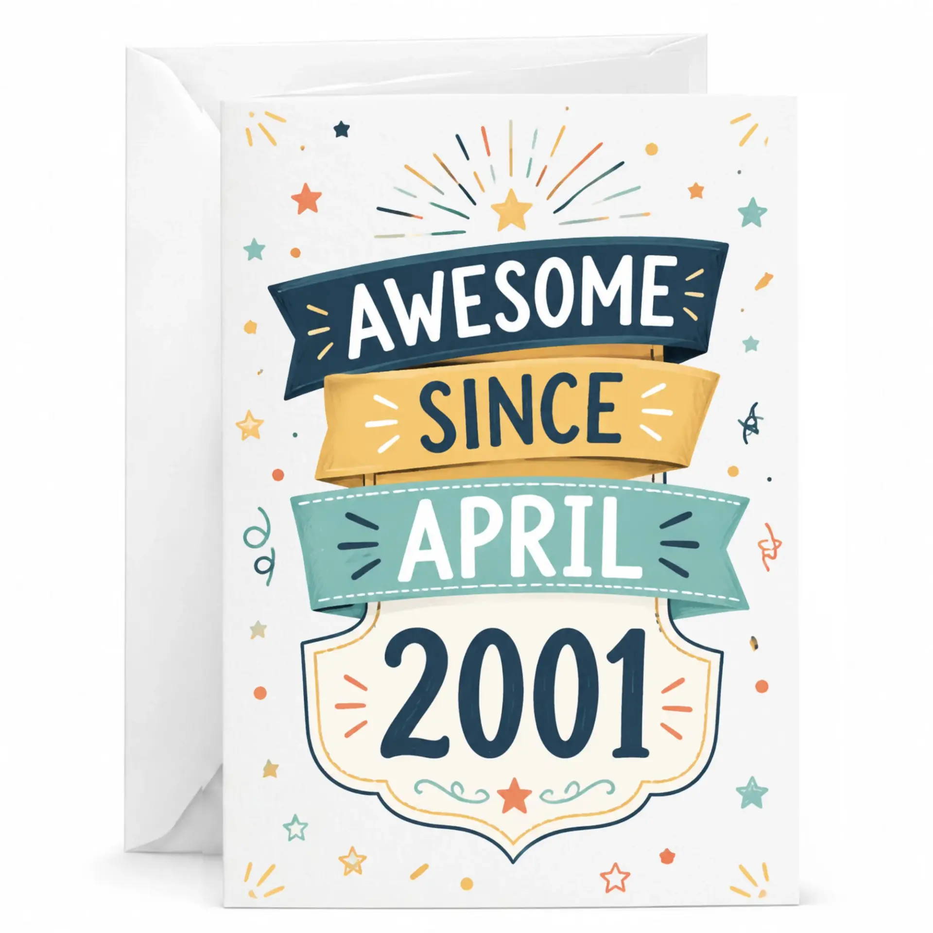 Birthday Card Awesome Since April 2001 Vintage Style Celebration Greeting Card with Matching Envelope