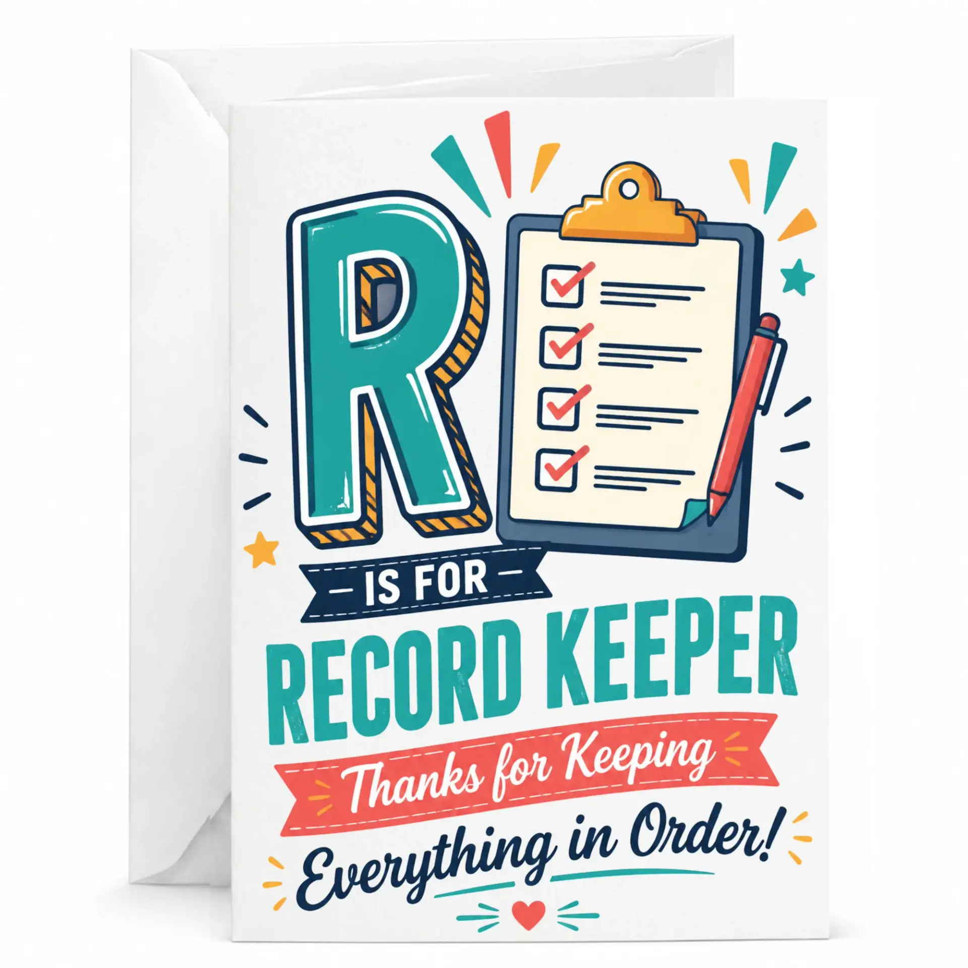 Card Record Keeper Appreciation Gift Professional Office Stationary for Admin and Organization Tasks