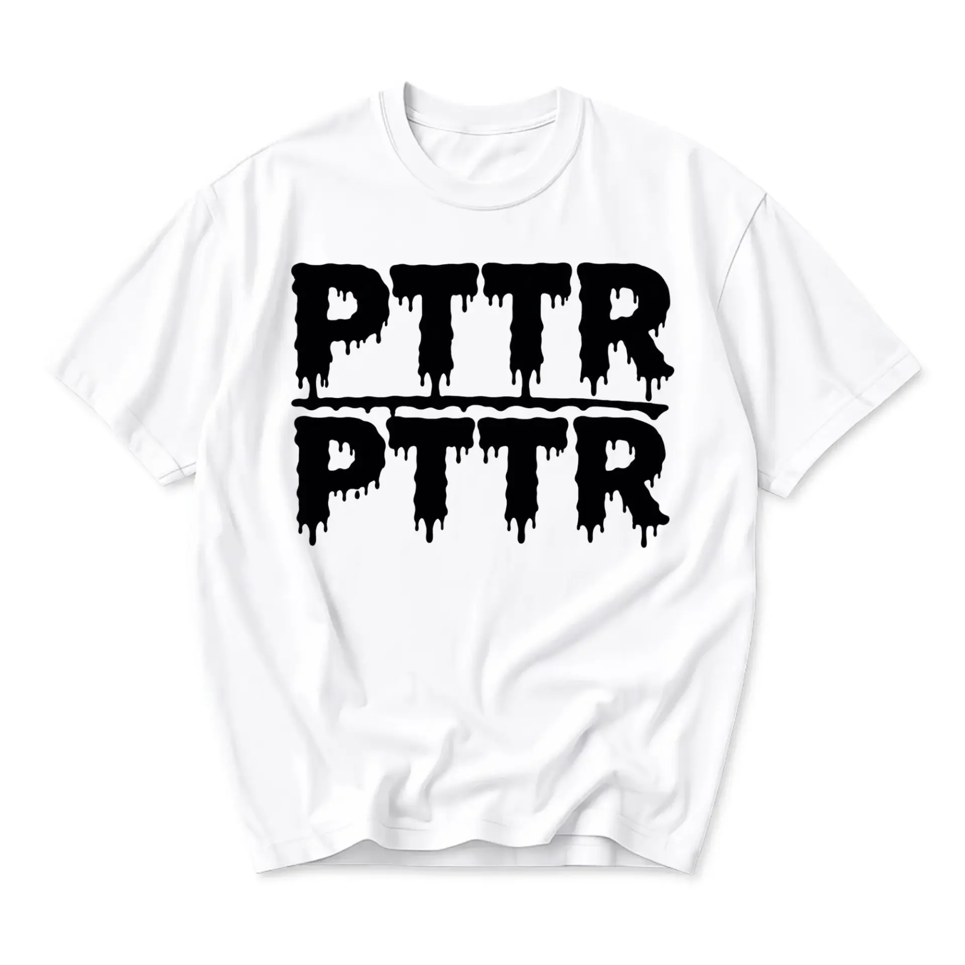Graphic Tee Unisex Crew Neck Short Sleeve Shirt Featuring Modern Dripping Typography Design Urban Style Apparel